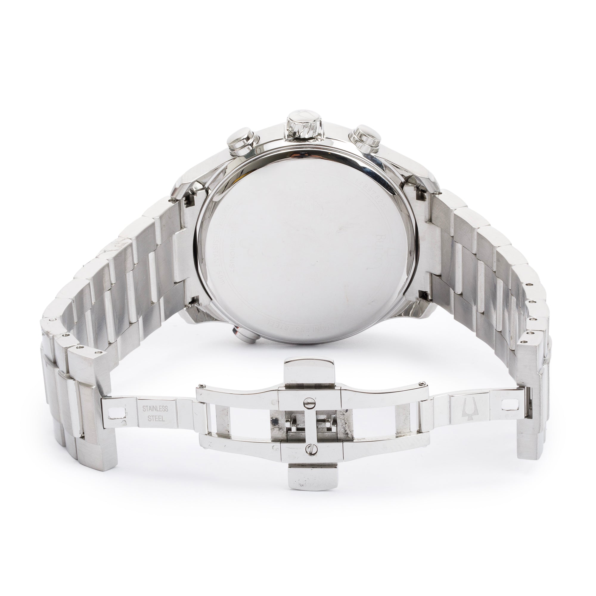 Bulova Stainless Steel Precisionist Chronograph 46.5 MM Quartz Watch w/ Box