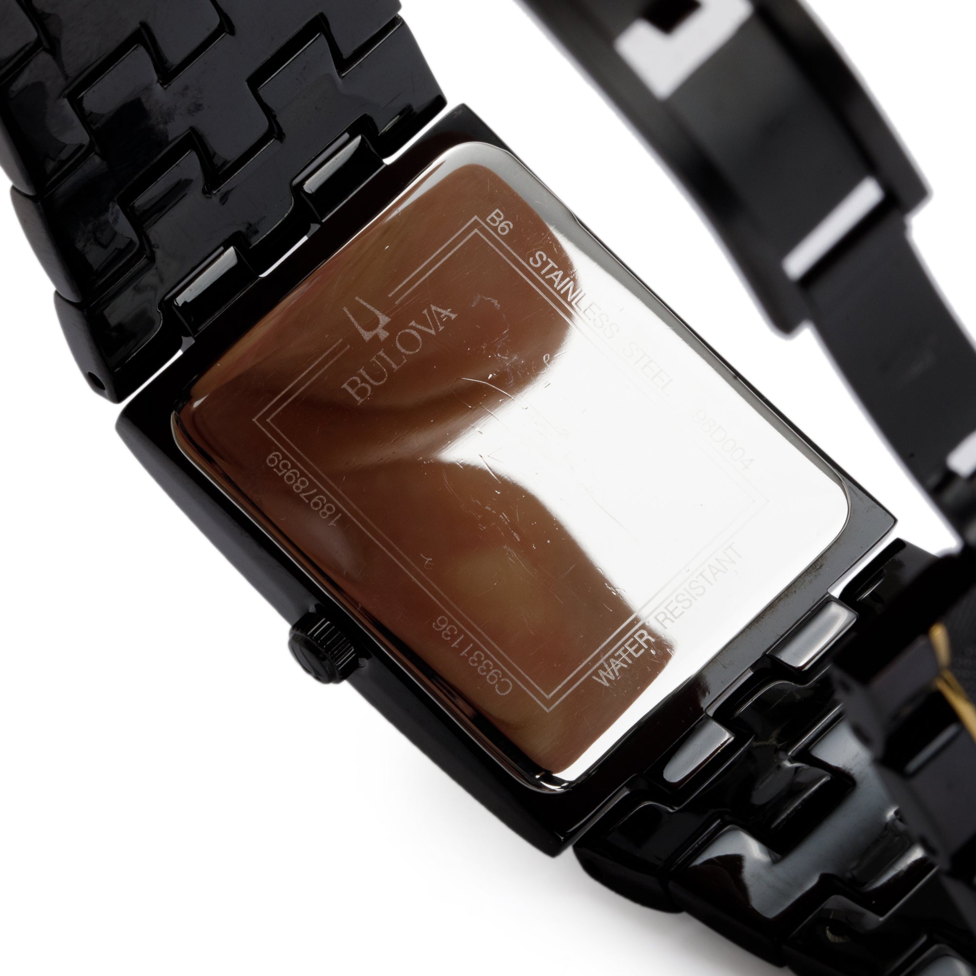 Bulova Two-Tone Plated Stainless Steel Diamond Dial 30 MM Rectangular Watch w/ Box