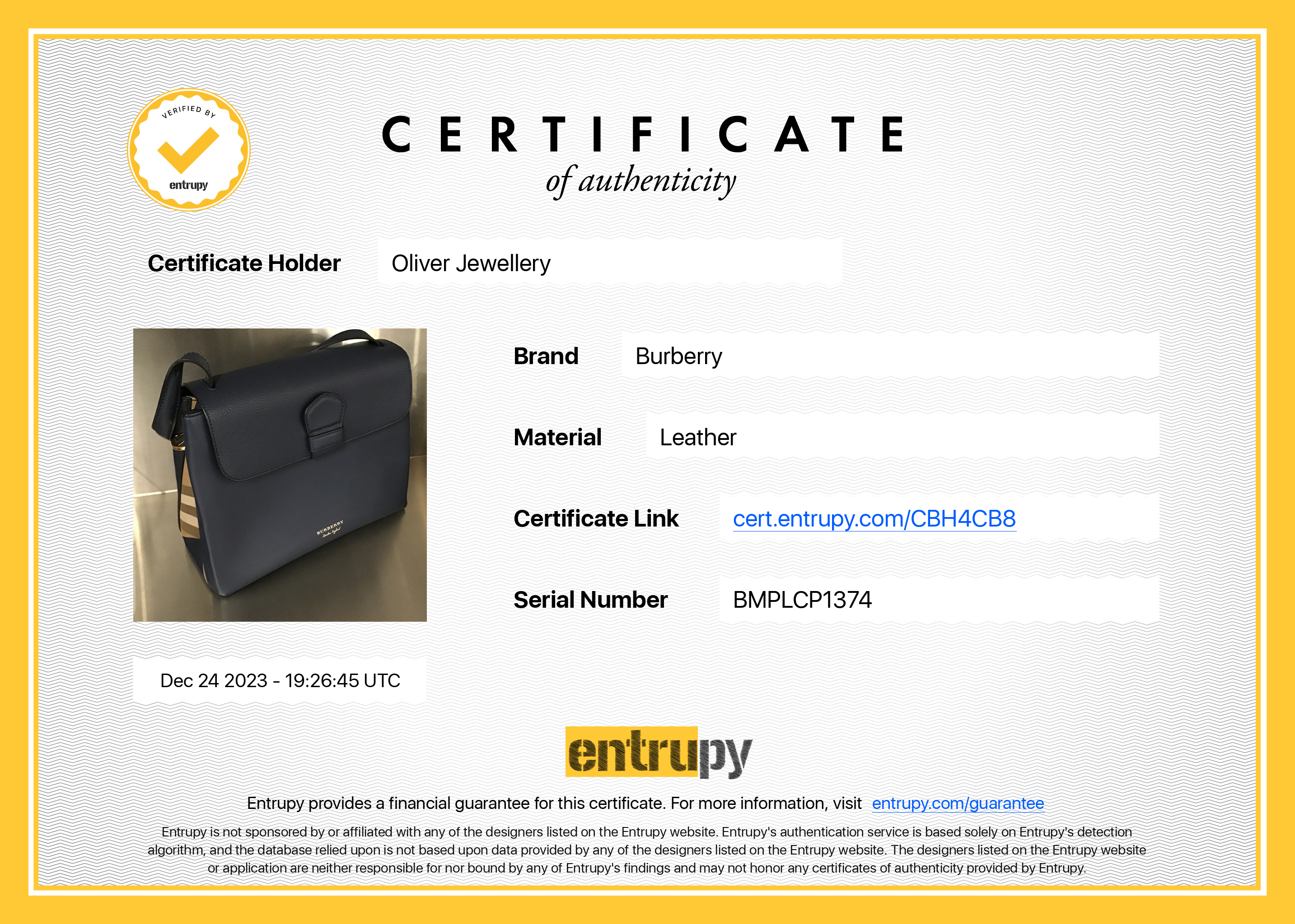 Burberry 2022 Blue Derby Calfskin House Check Medium Camberley Bag w/ Strap & Receipt