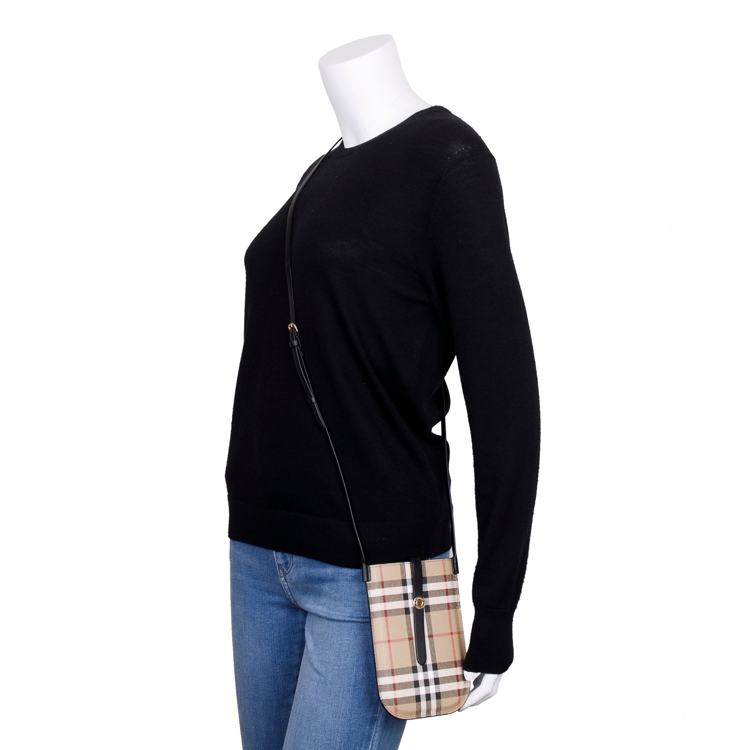 Burberry Anne Vintage Check Phone Holder Crossbody