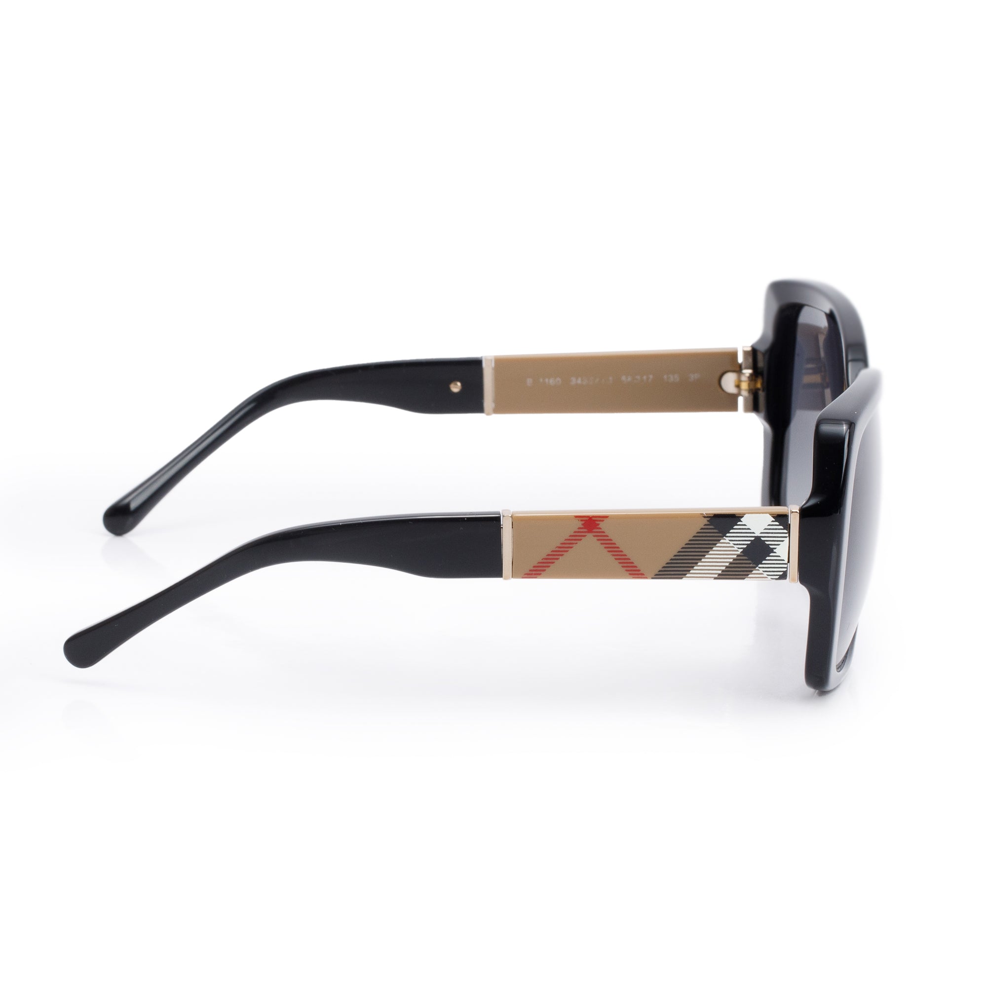 Burberry B 1160 Check/Black Acetate Rectangular Sunglasses w/ Box & Case