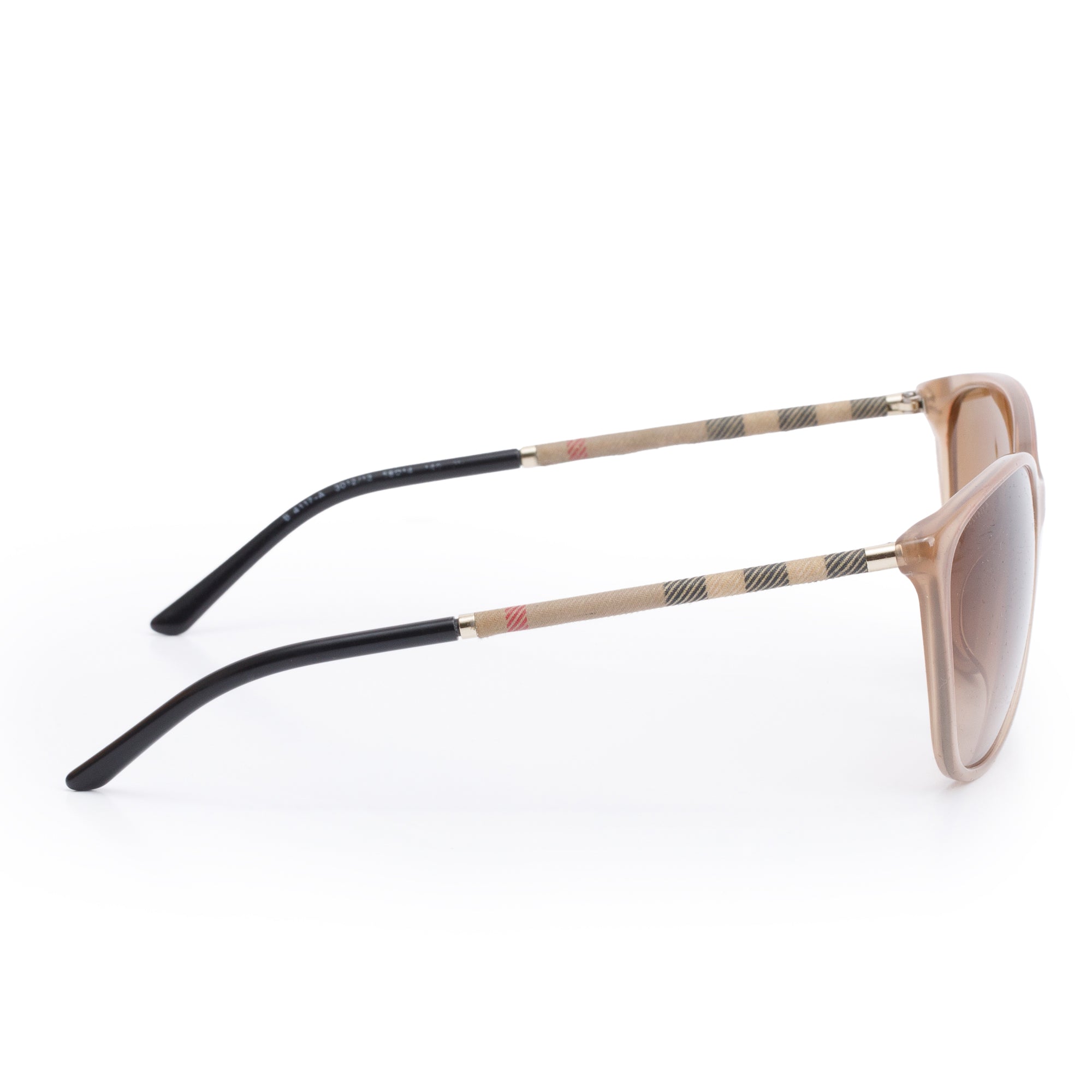 Burberry B 4117-A Brown Acetate Check Trim Cat-Eye Sunglasses w/ Case