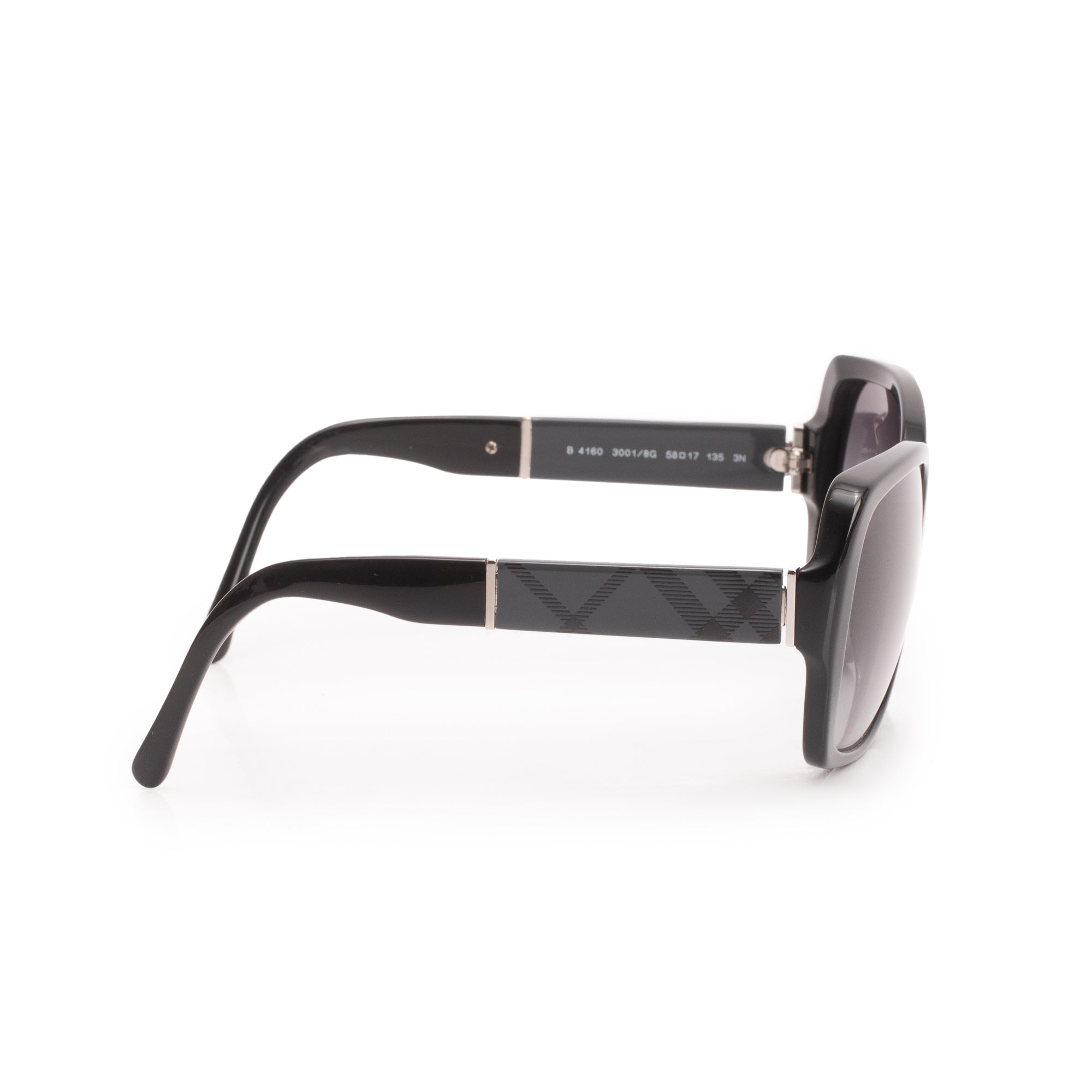Burberry B 4160 Black Check Acetate Rectangular Sunglasses w/ Box & Case