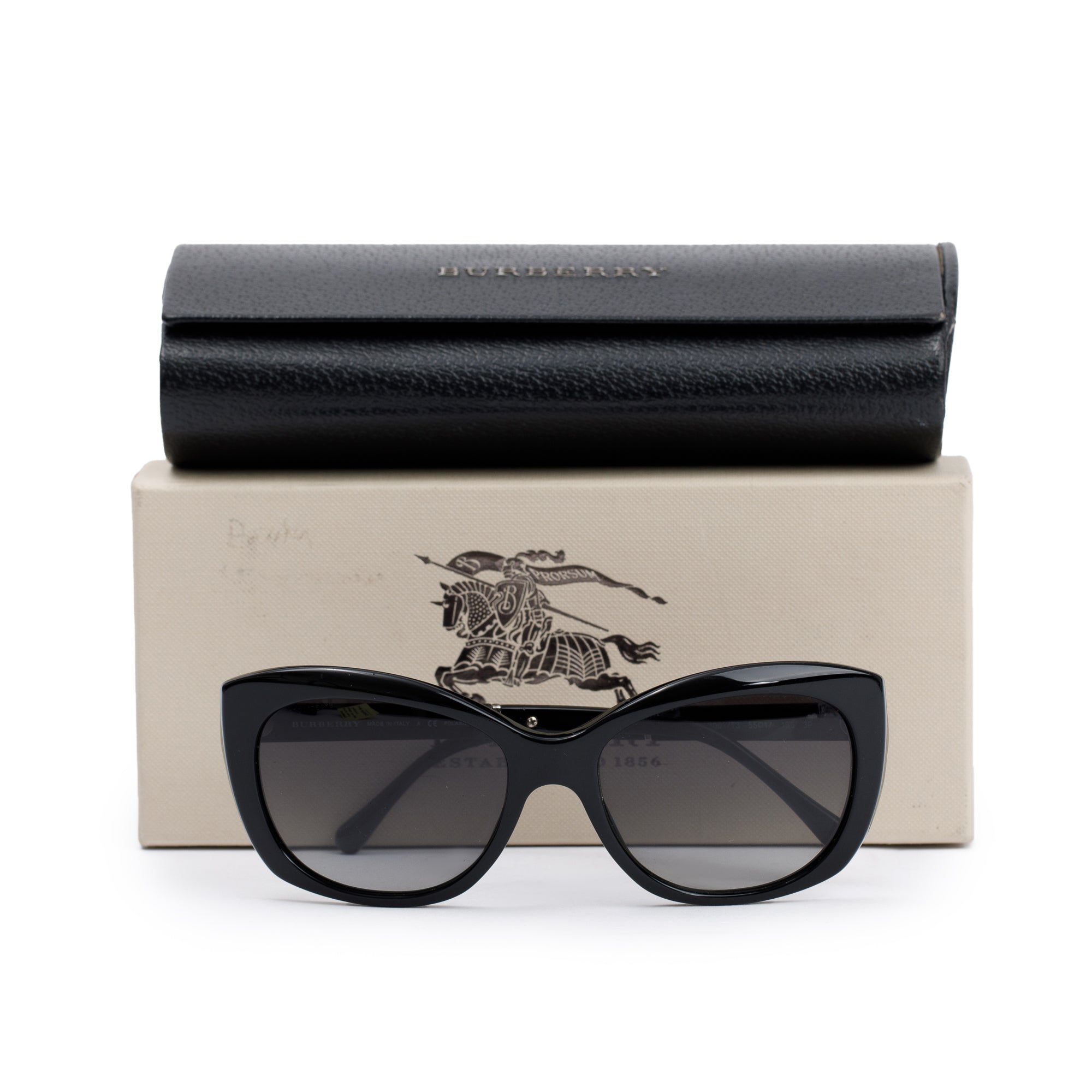 Burberry B 4164 Black Acetate Cat-Eye Sunglasses w/ Box & Case