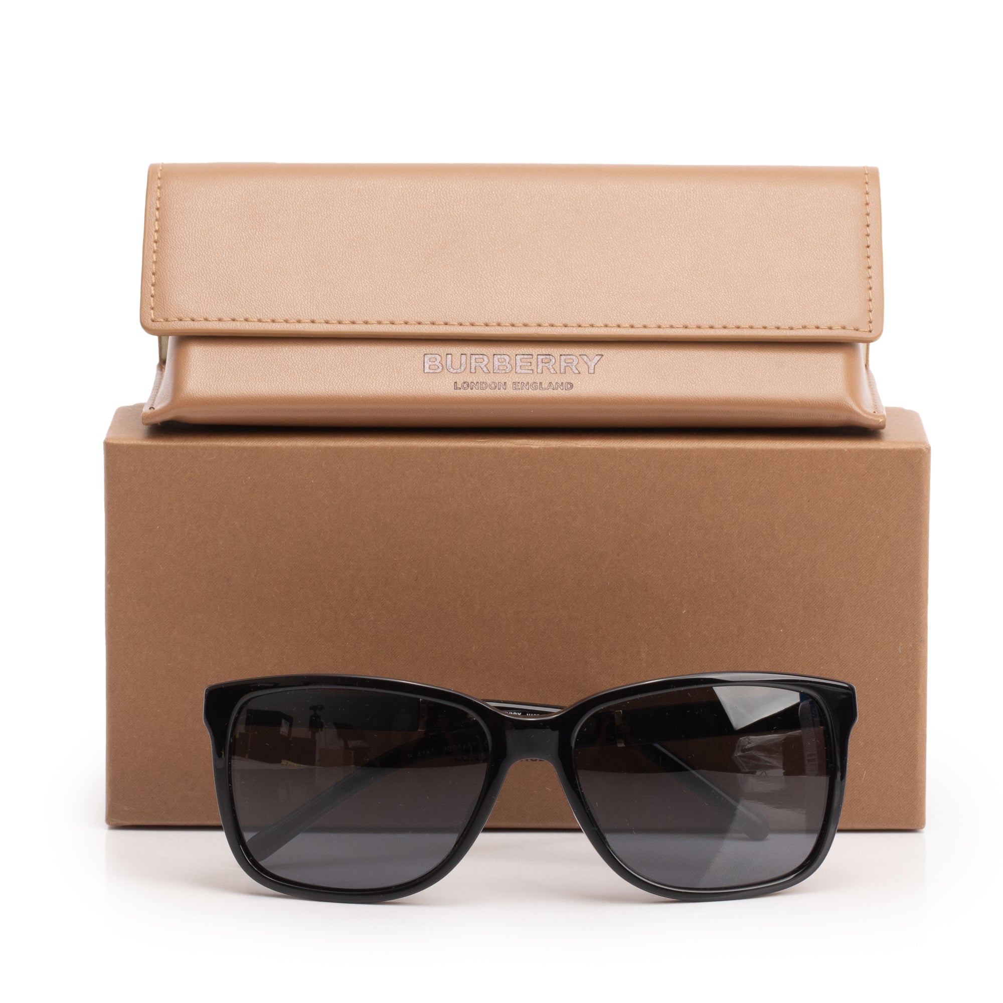 Burberry B 4181 Check/Black Acetate Rectangular Sunglasses w/ Box & Case