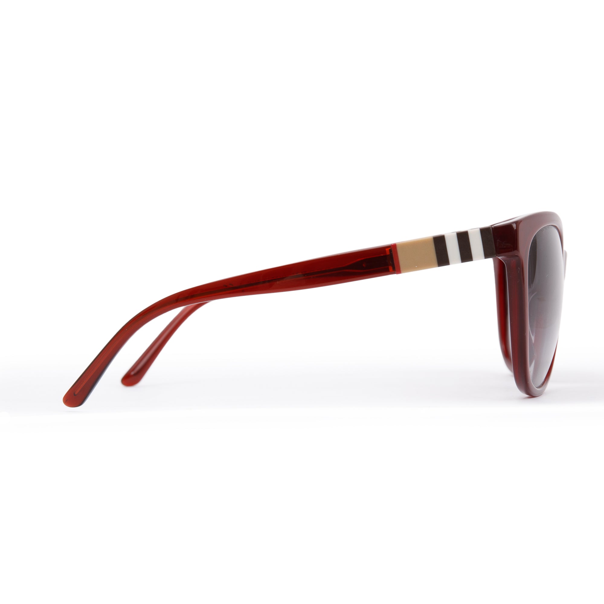 Burberry B 4199 Check & Burgundy Acetate Cat-Eye Sunglasses