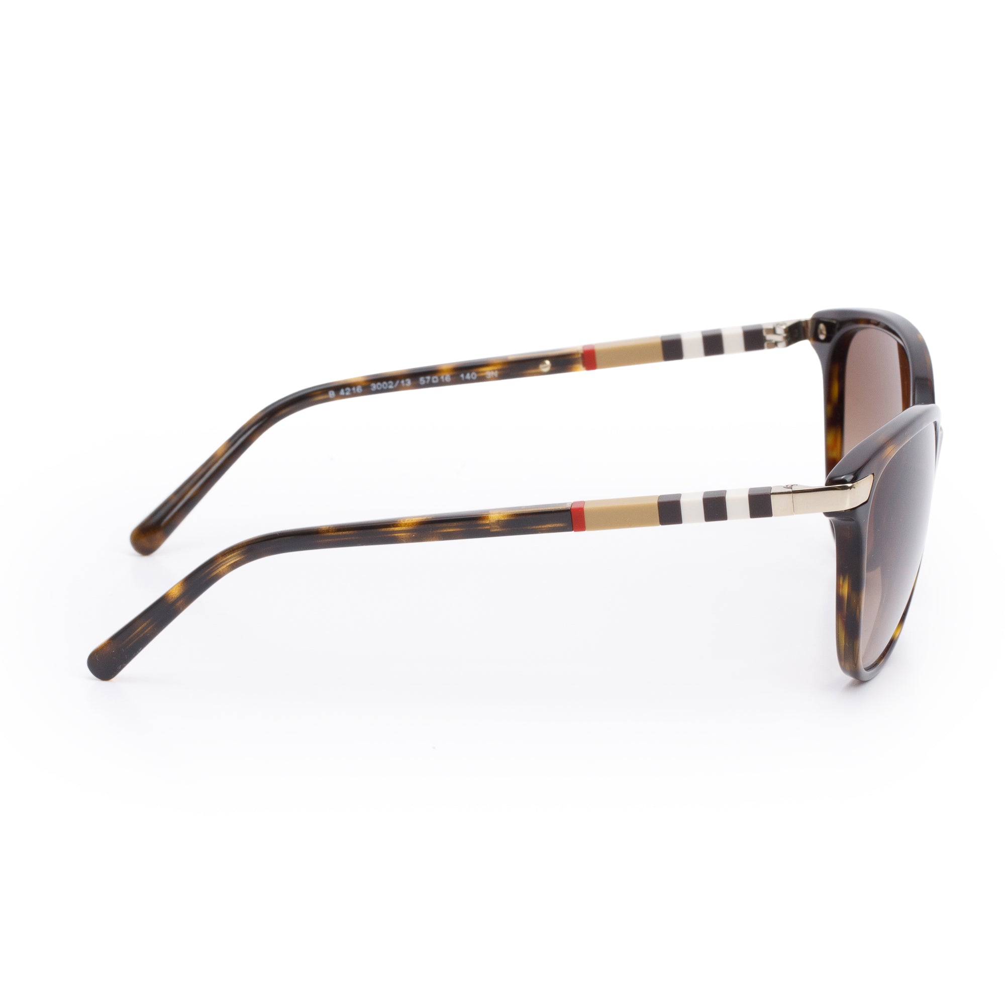 Burberry B 4216 House Check & Havana Acetate Round Sunglasses w/ Box & Case