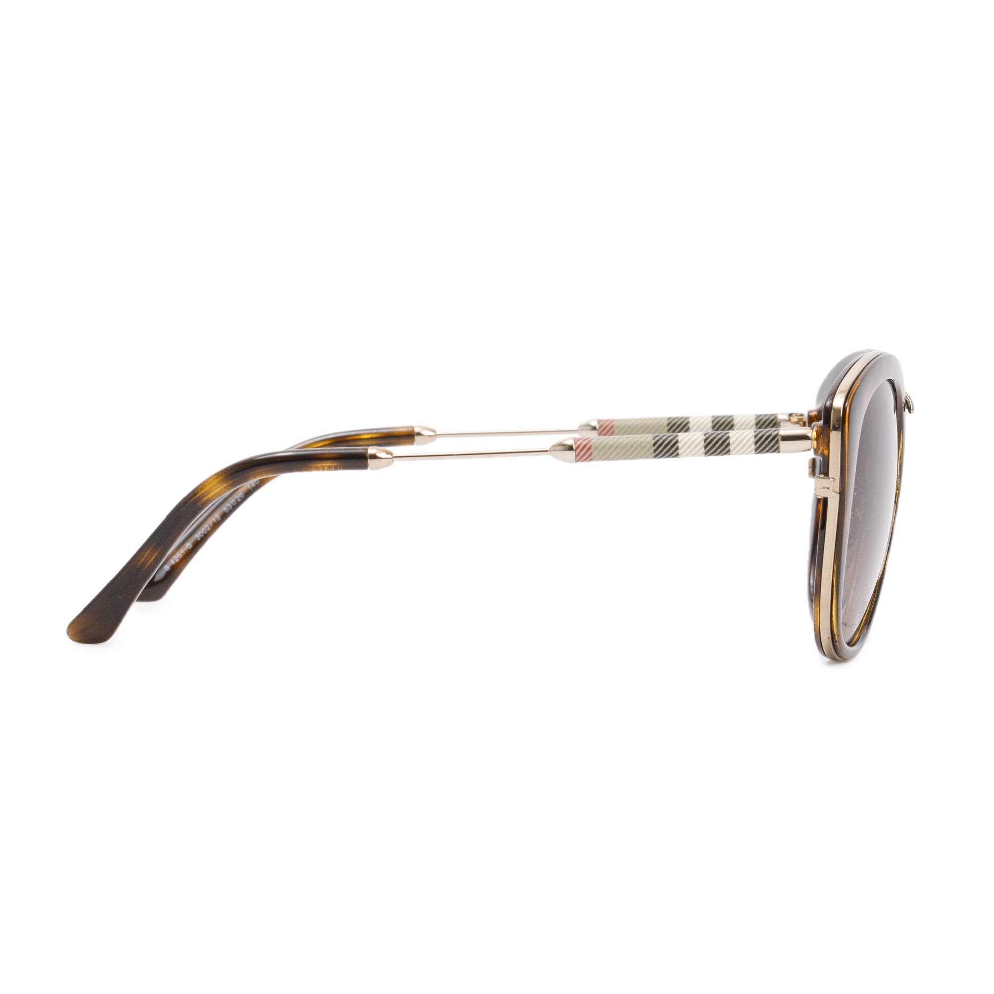 Burberry B 4251-Q Check & Havana Acetate Cat-Eye Sunglasses w/ Case