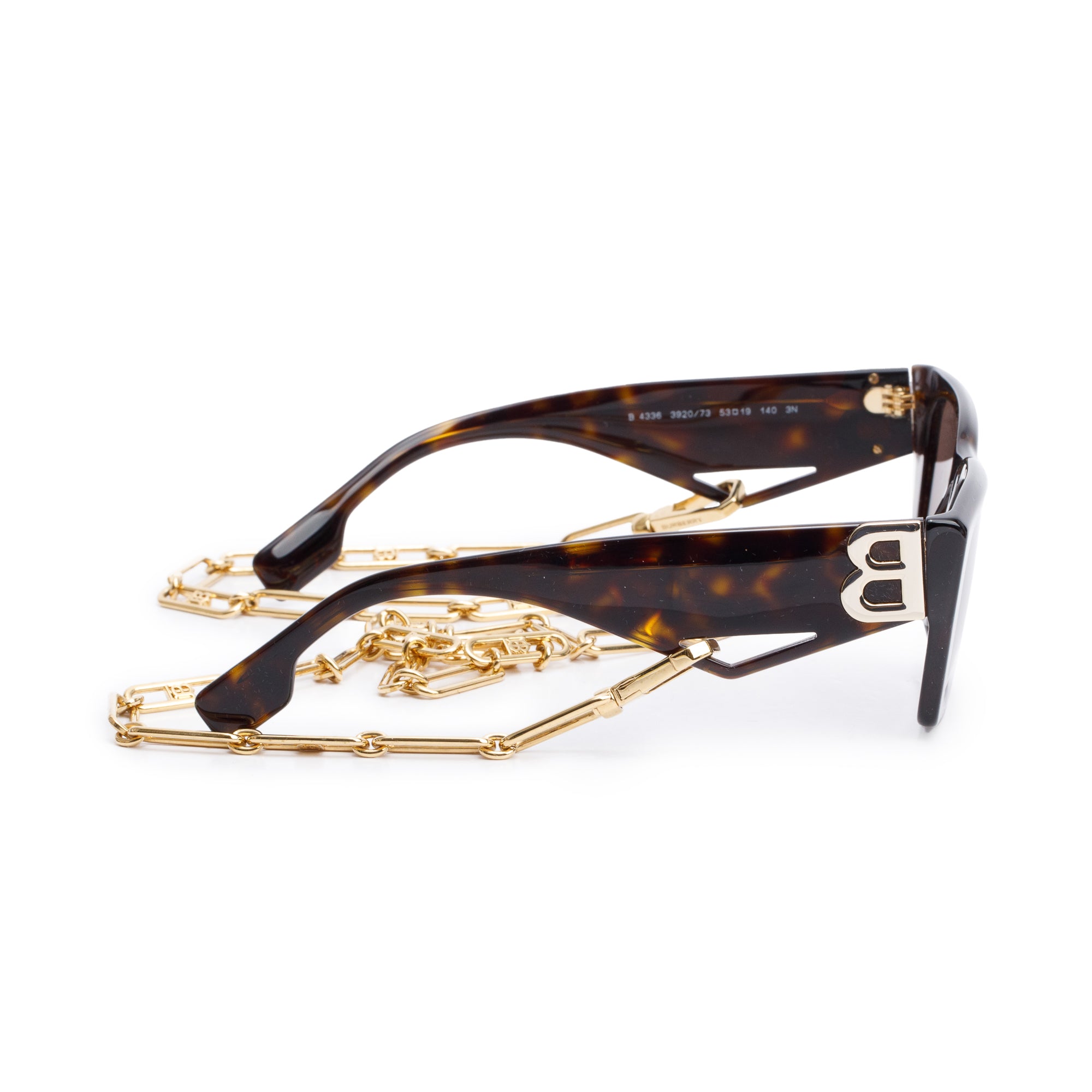 Burberry B 4336 Havana Acetate Poppy Be Rectangular Sunglasses w/ Case & Chain