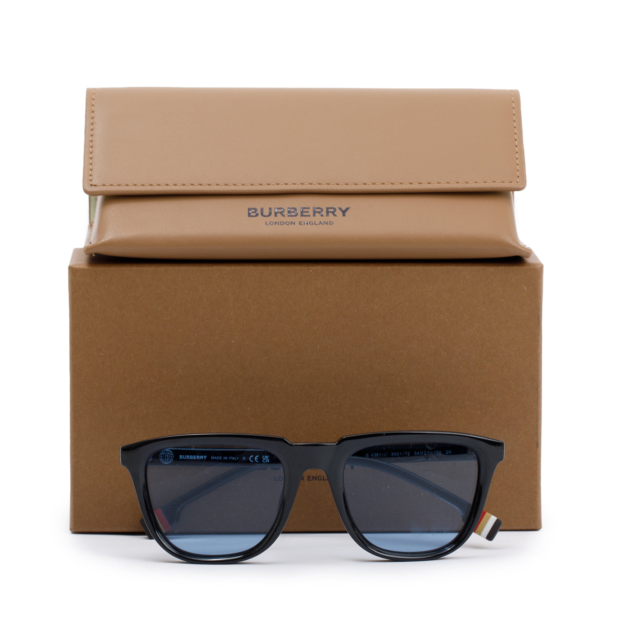 Burberry B 4381-U Black Acetate Square Sunglasses w/ Box & Case