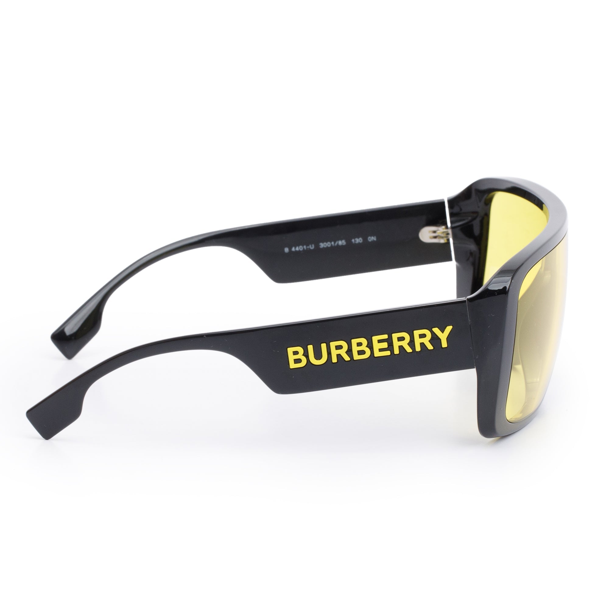Burberry B 4401-U Black Acetate Yellow Lens Logo Sunglasses w/ Box & Case