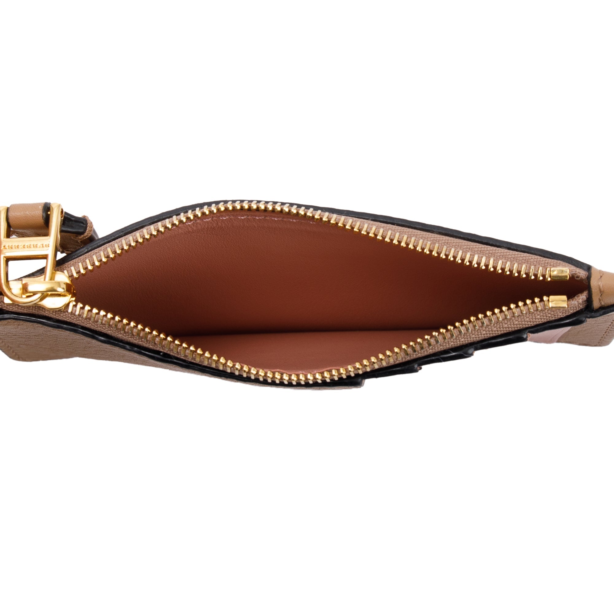 Burberry Beige Calfskin Leather Zip Card Case w/ Box & Receipt