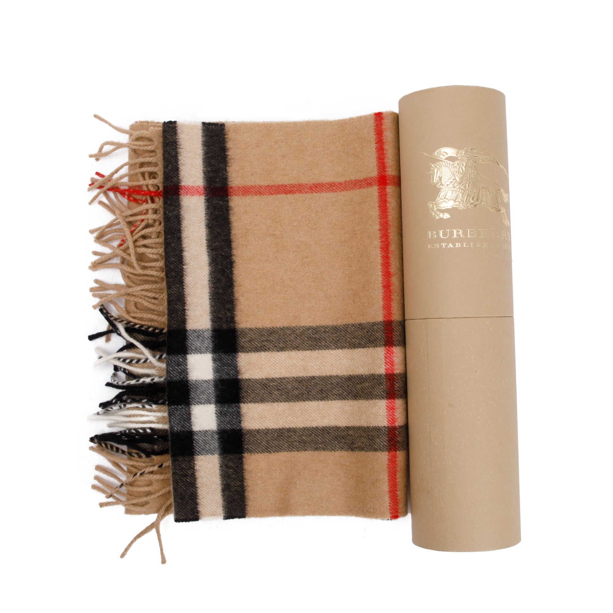 Burberry Beige Giant House Check Cashmere Scarf w/ Box