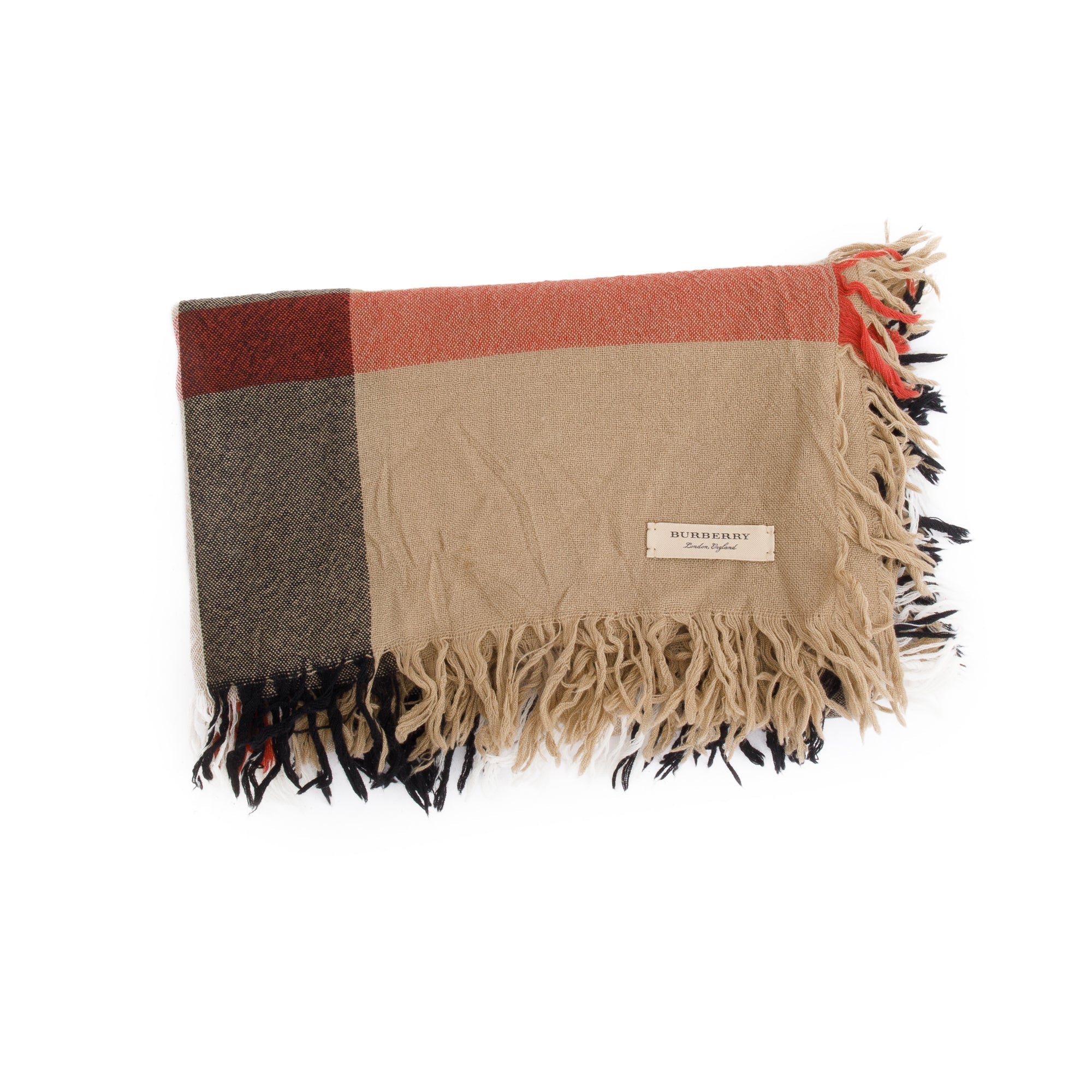 Burberry Beige Giant House Check Cashmere Silk Scarf