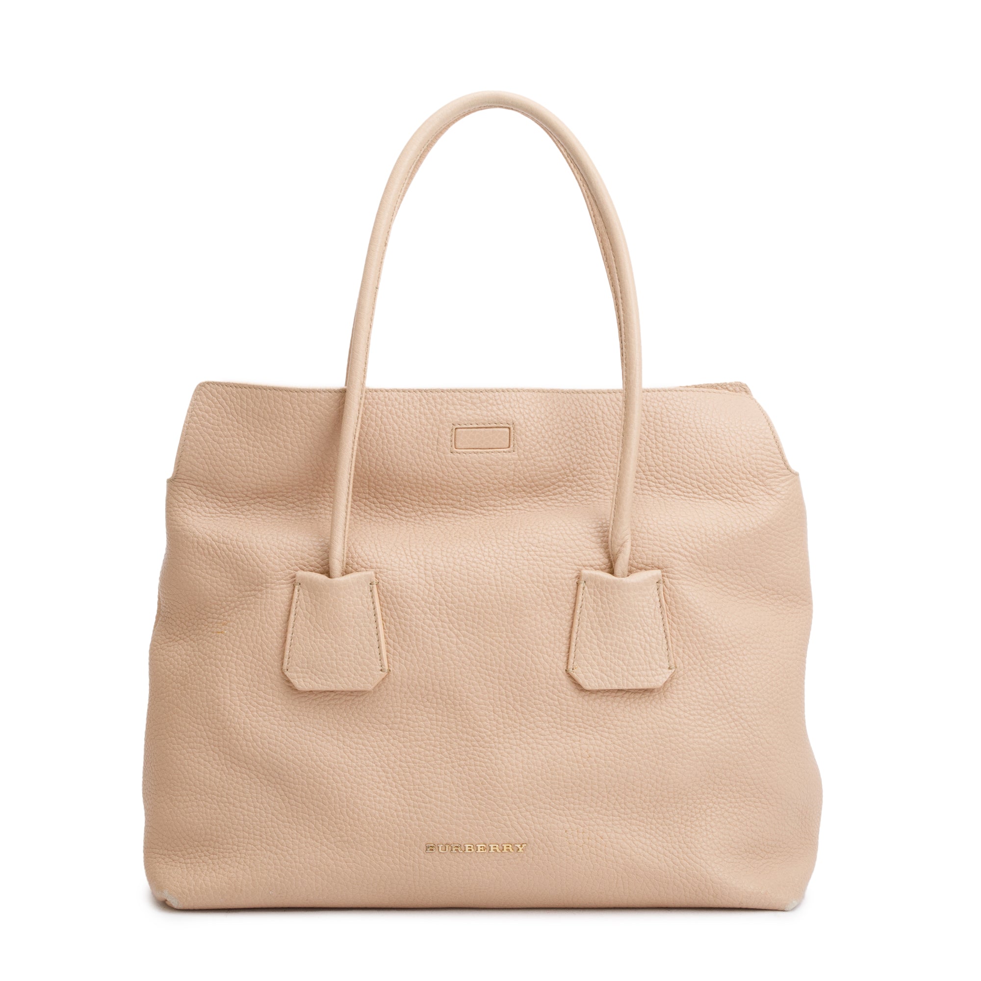 Burberry Beige Grained Calfskin Leather Baynard Tote Bag