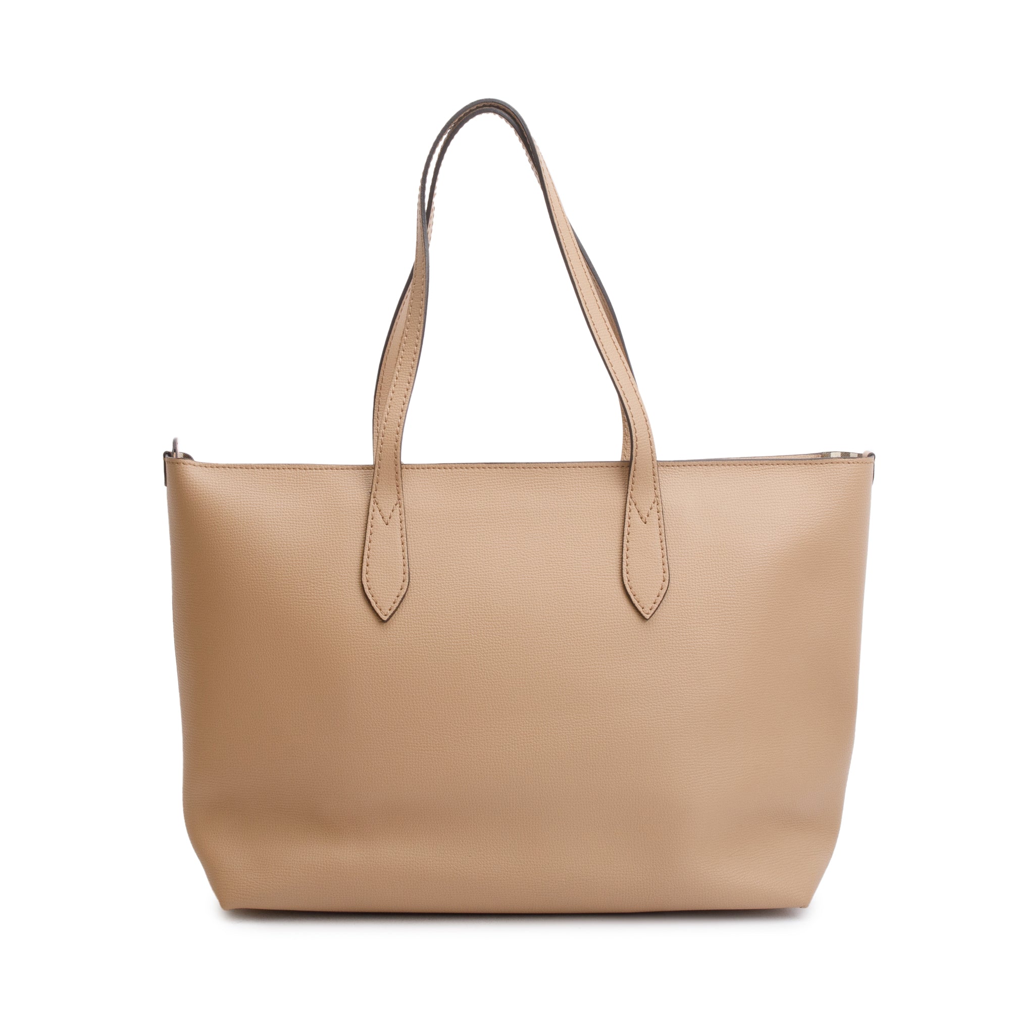 Burberry Beige Grained Leather Zip Tote Bag