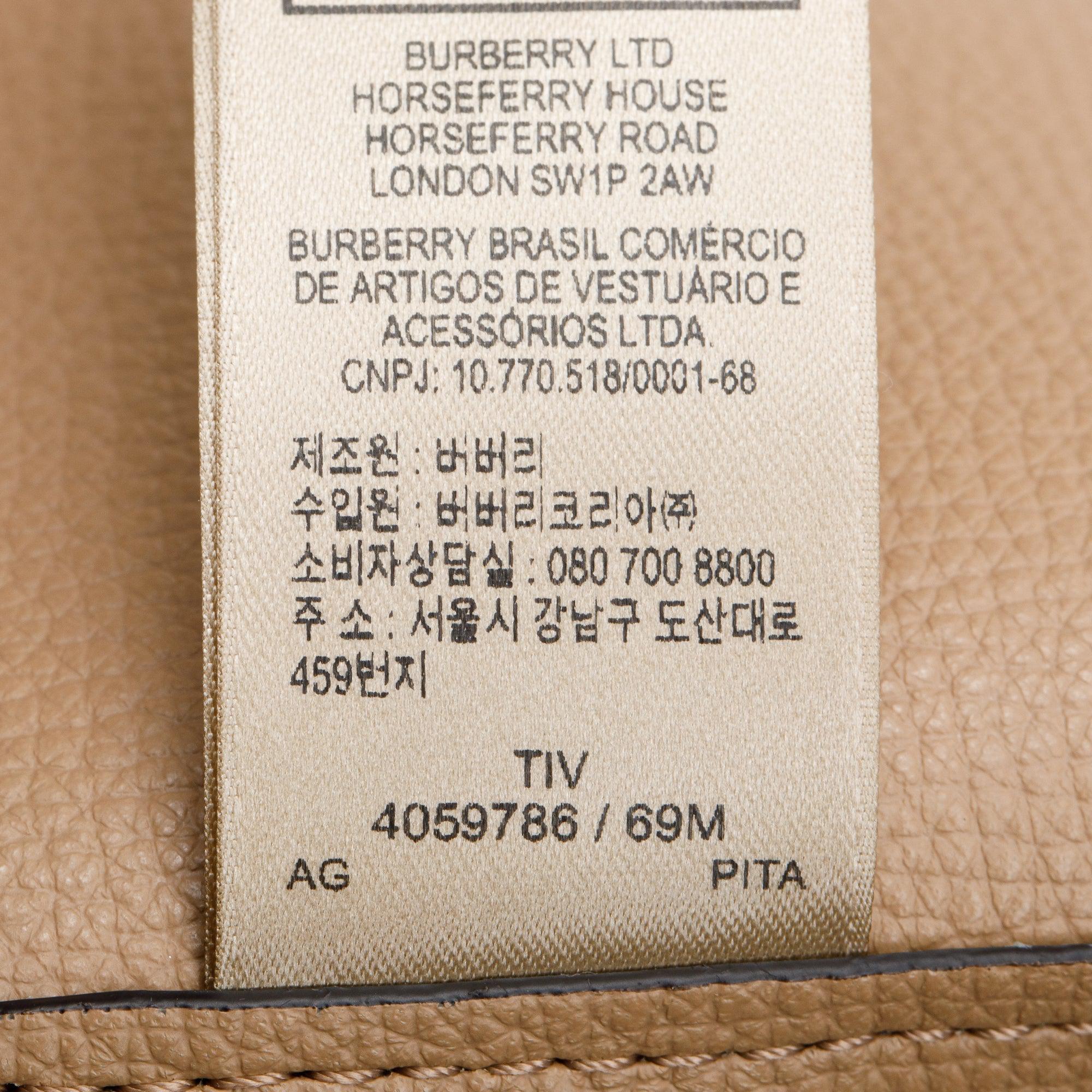 Burberry Beige Grained Leather Zip Tote Bag