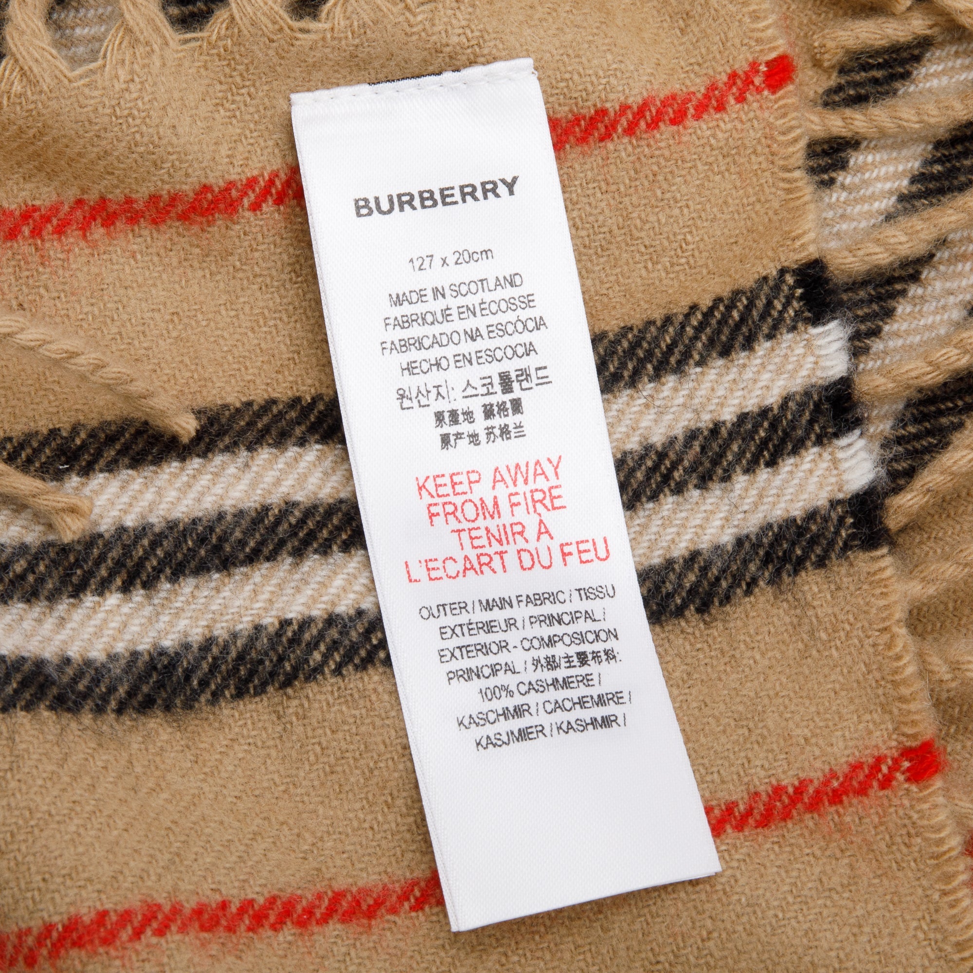 Burberry Beige House Check Cashmere Happy Scarf