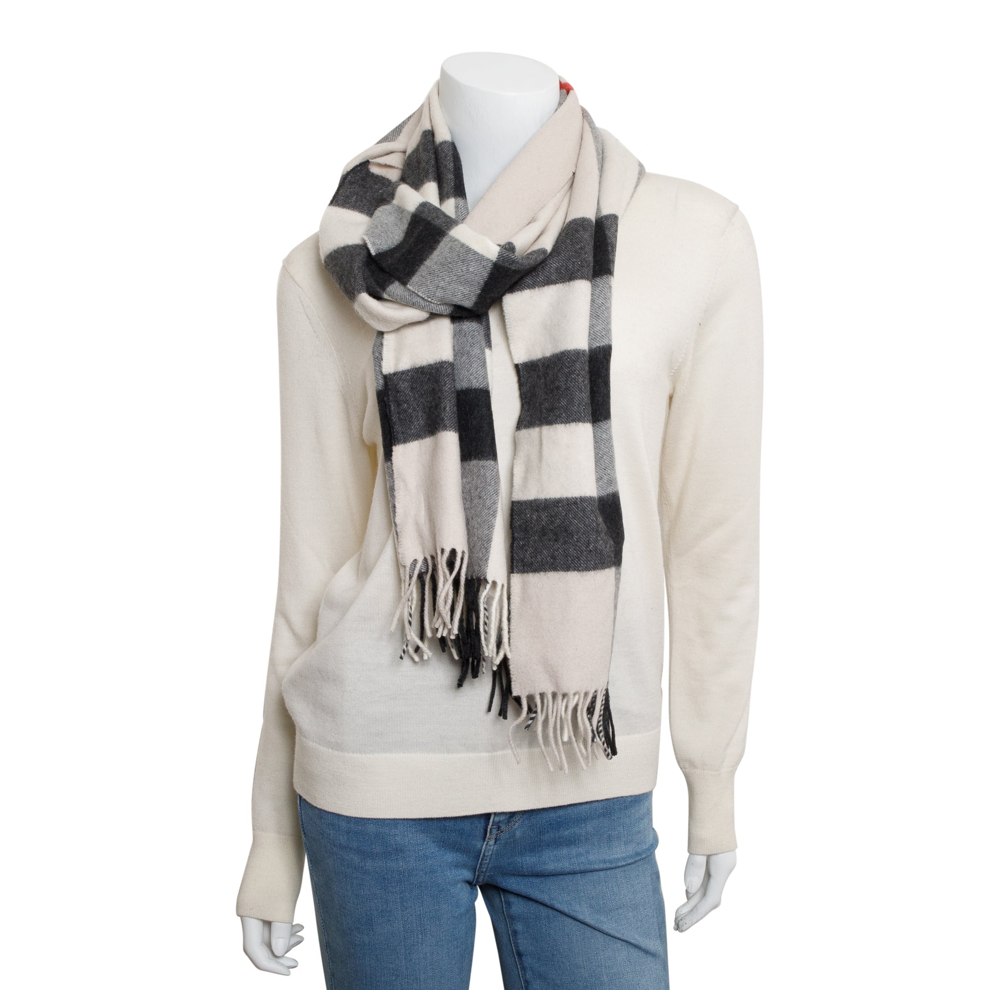 Burberry Beige Multicolor Horseferry House Check Cashmere Scarf w/ Box