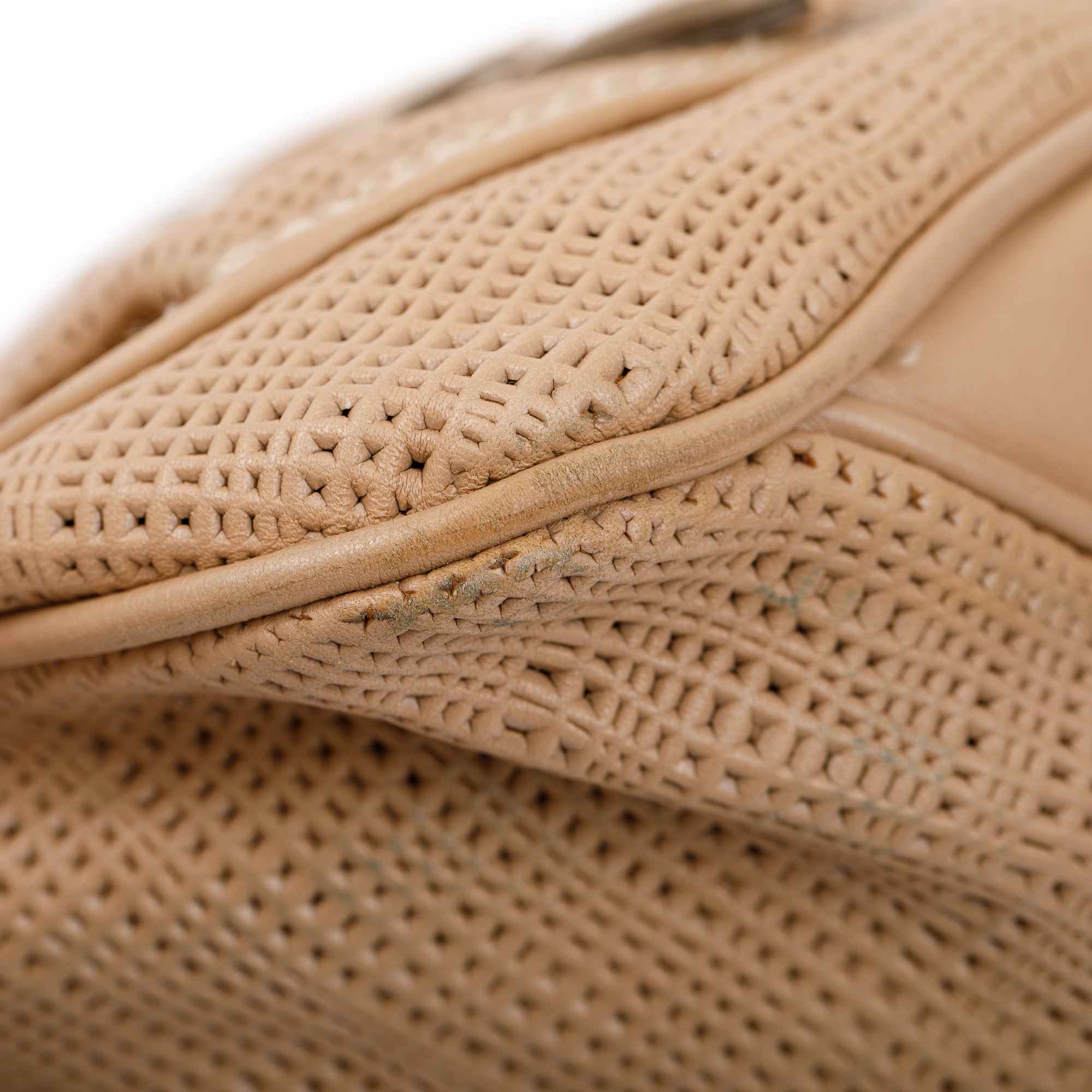 Burberry Beige Perforated Calfskin Leather Bromley Front Pocket Bag