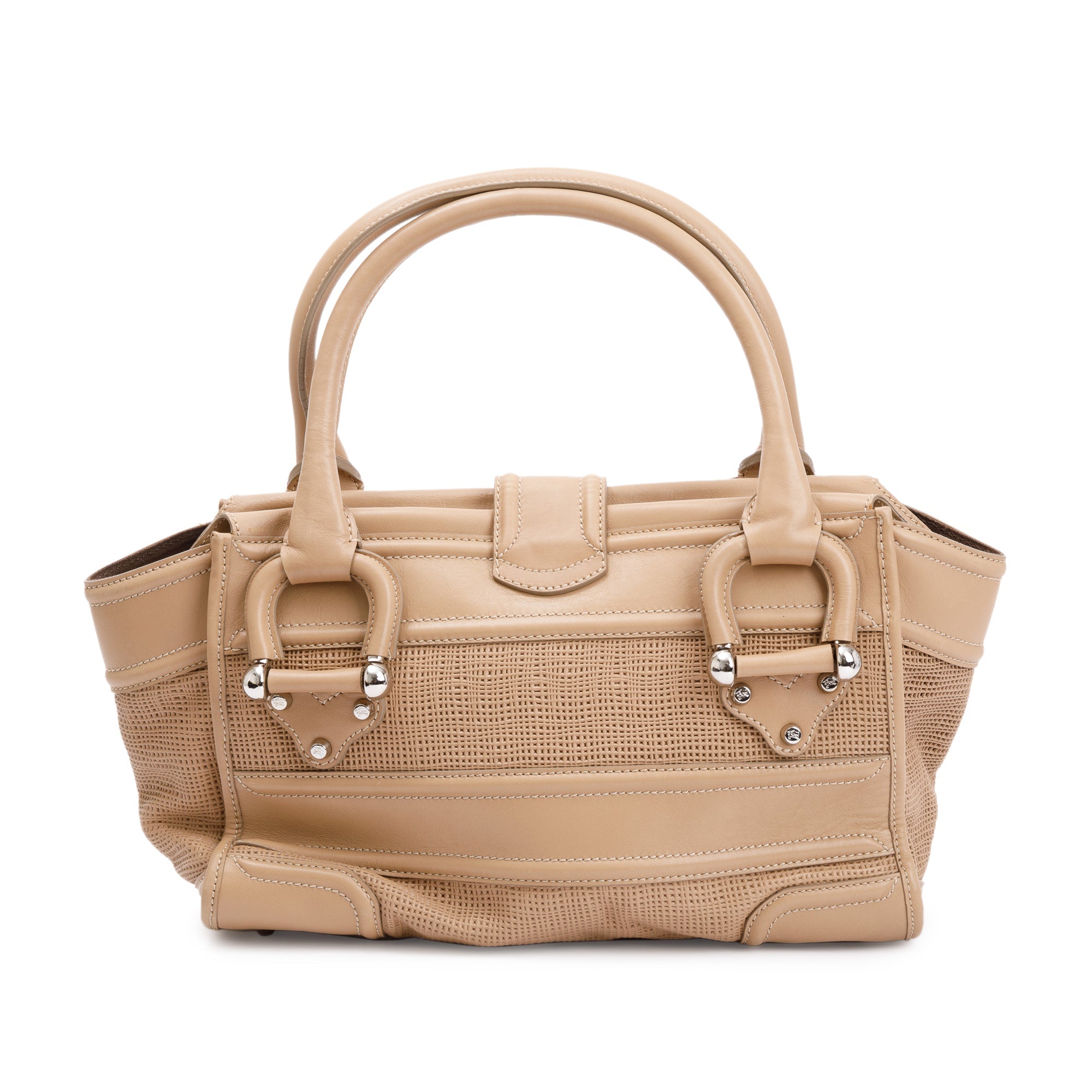 Burberry Beige Perforated Calfskin Leather Large Manor Tote Bag