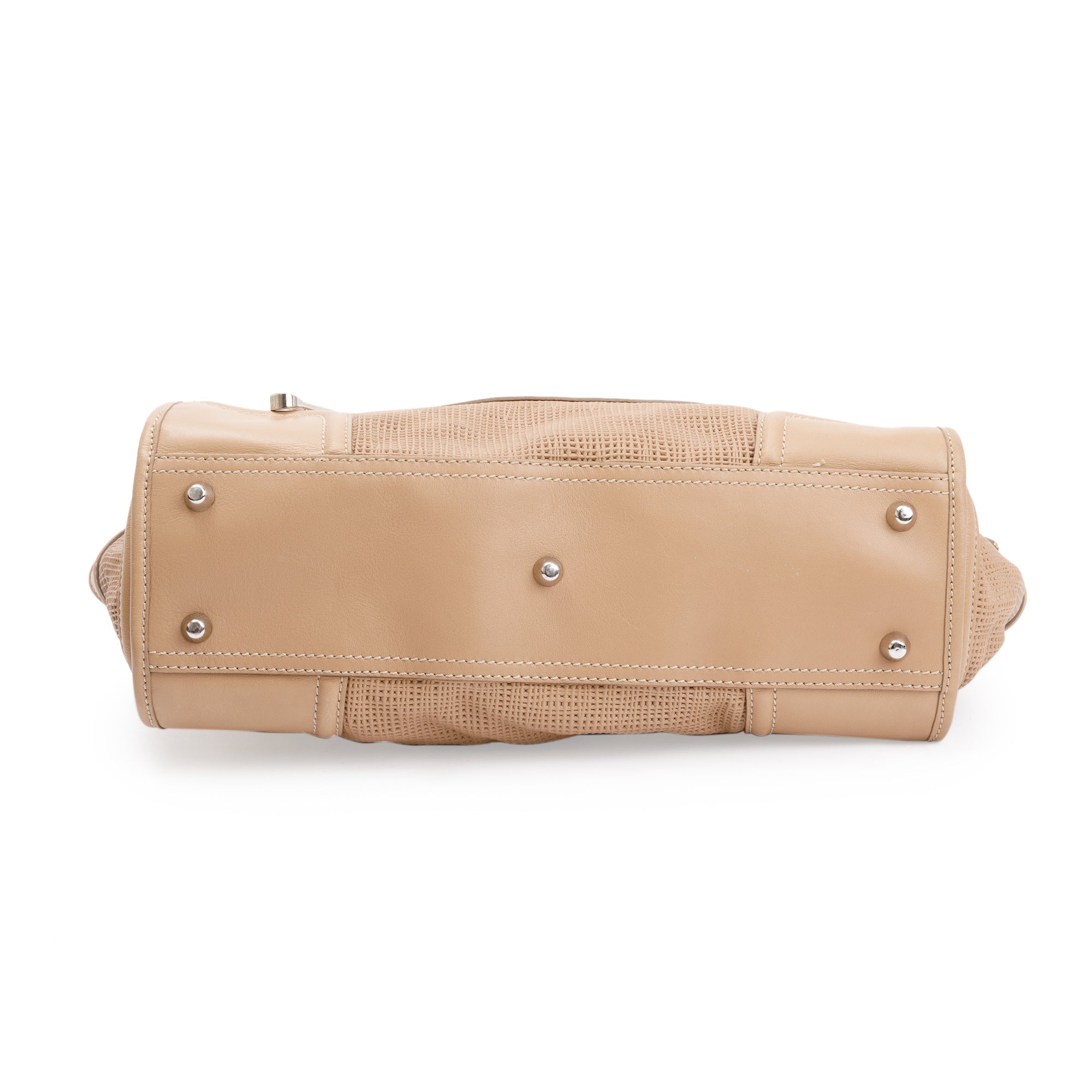 Burberry Beige Perforated Calfskin Leather Large Manor Tote Bag