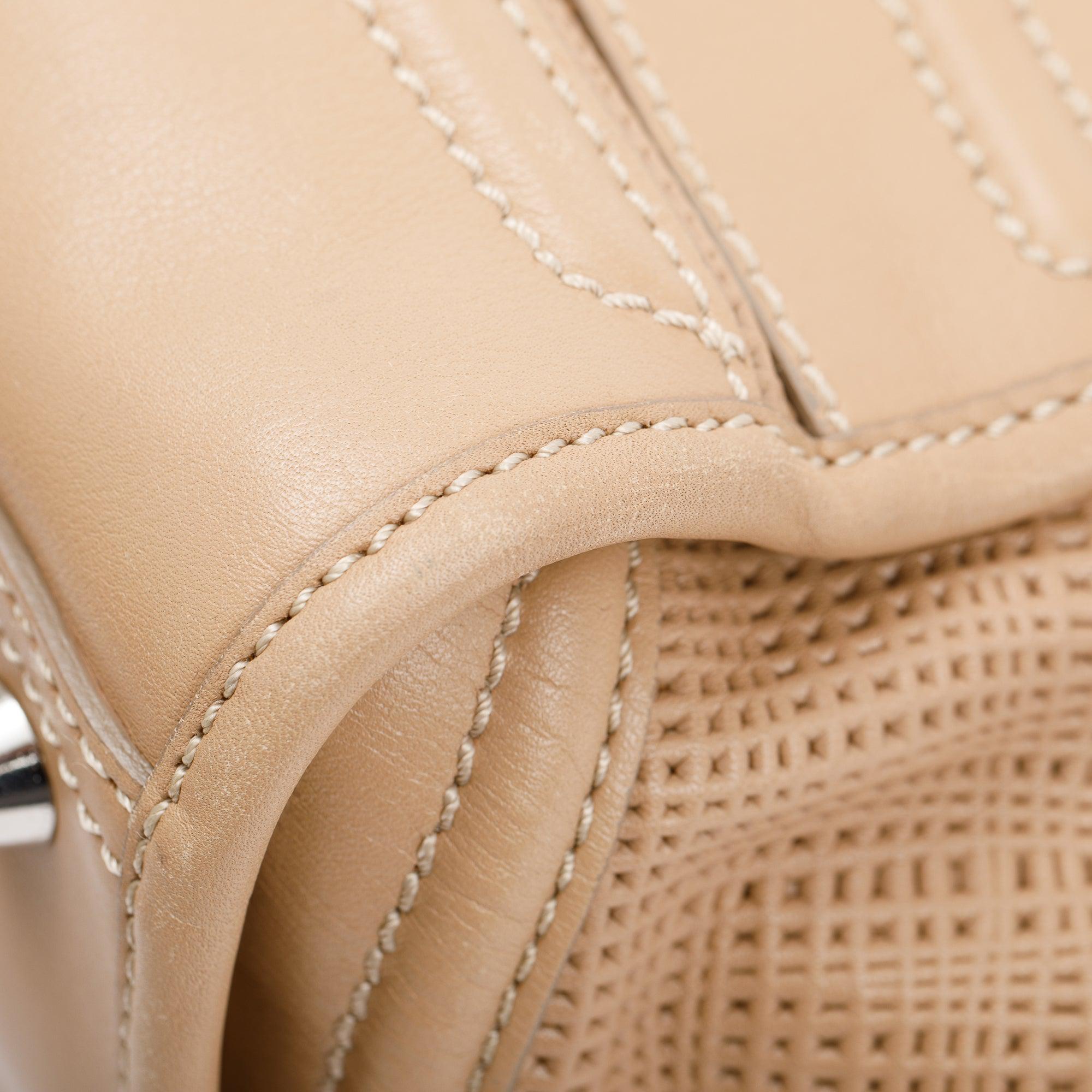 Burberry Beige Perforated Calfskin Leather Large Manor Tote Bag