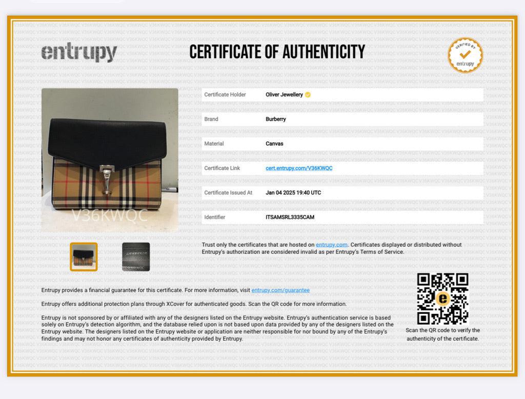 Burberry Black Calfskin House Check Macken Crossbody Bag w/ Box