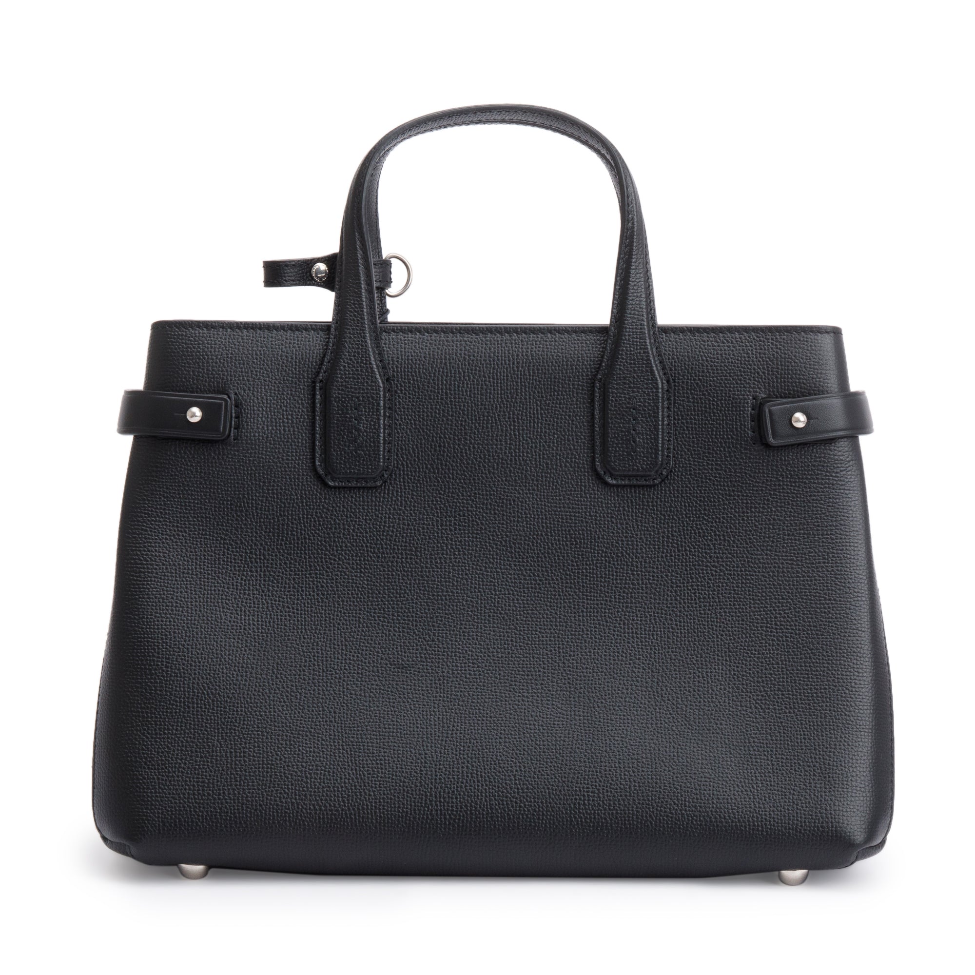 Burberry Black Calfskin Leather House Check Medium Banner Tote w/ Strap