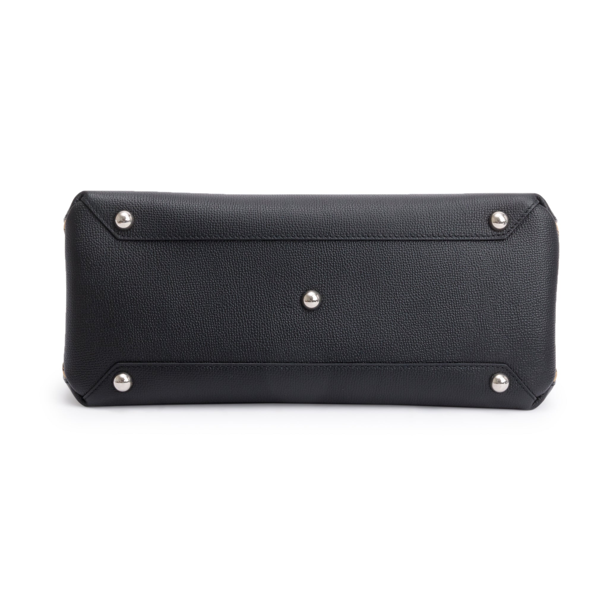 Burberry Black Calfskin Leather House Check Medium Banner Tote w/ Strap