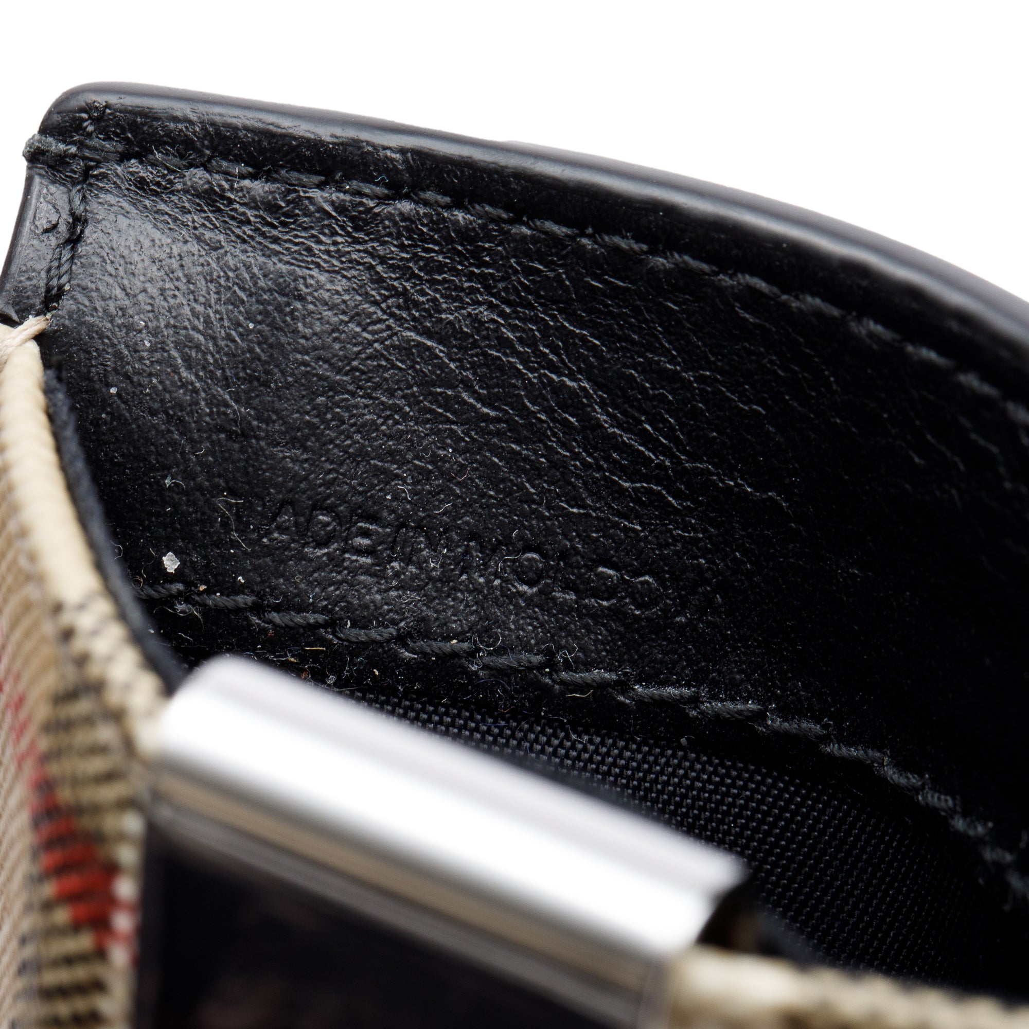 Burberry Black Calfskin Leather Vintage Check Money Clip Card Holder