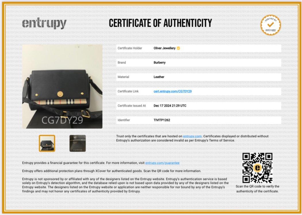 Burberry Black Calfskin Vintage Check Note Crossbody Bag