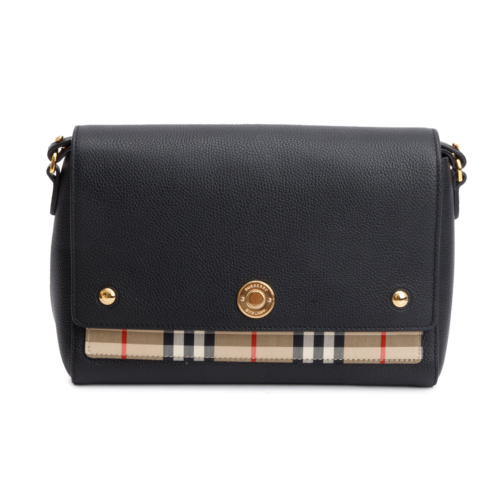 Burberry Black Calfskin Vintage Check Note Crossbody Bag
