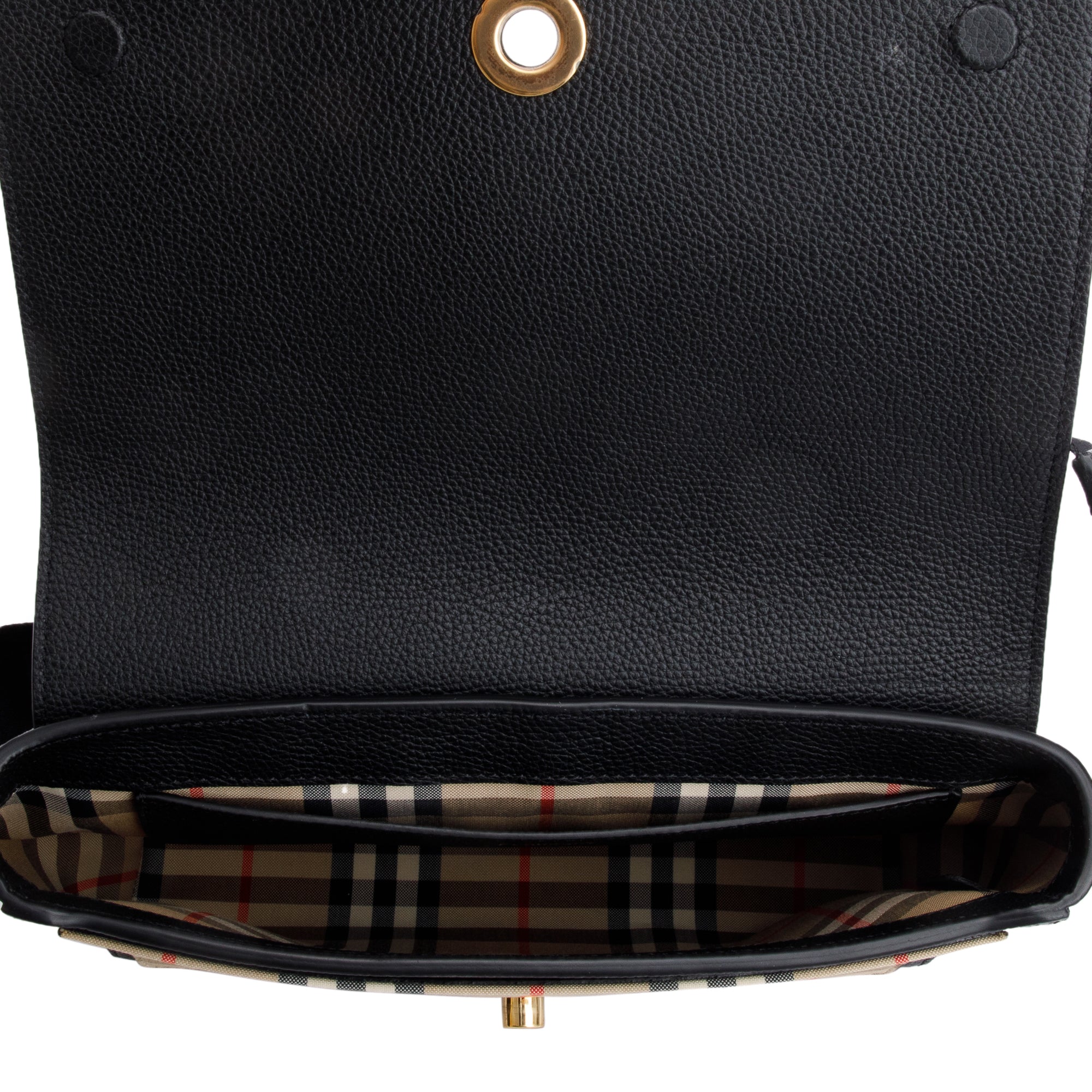 Burberry Black Calfskin Vintage Check Note Crossbody Bag