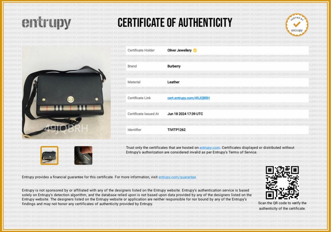 Burberry Black Calfskin Vintage Check Note Crossbody Bag w/ Box