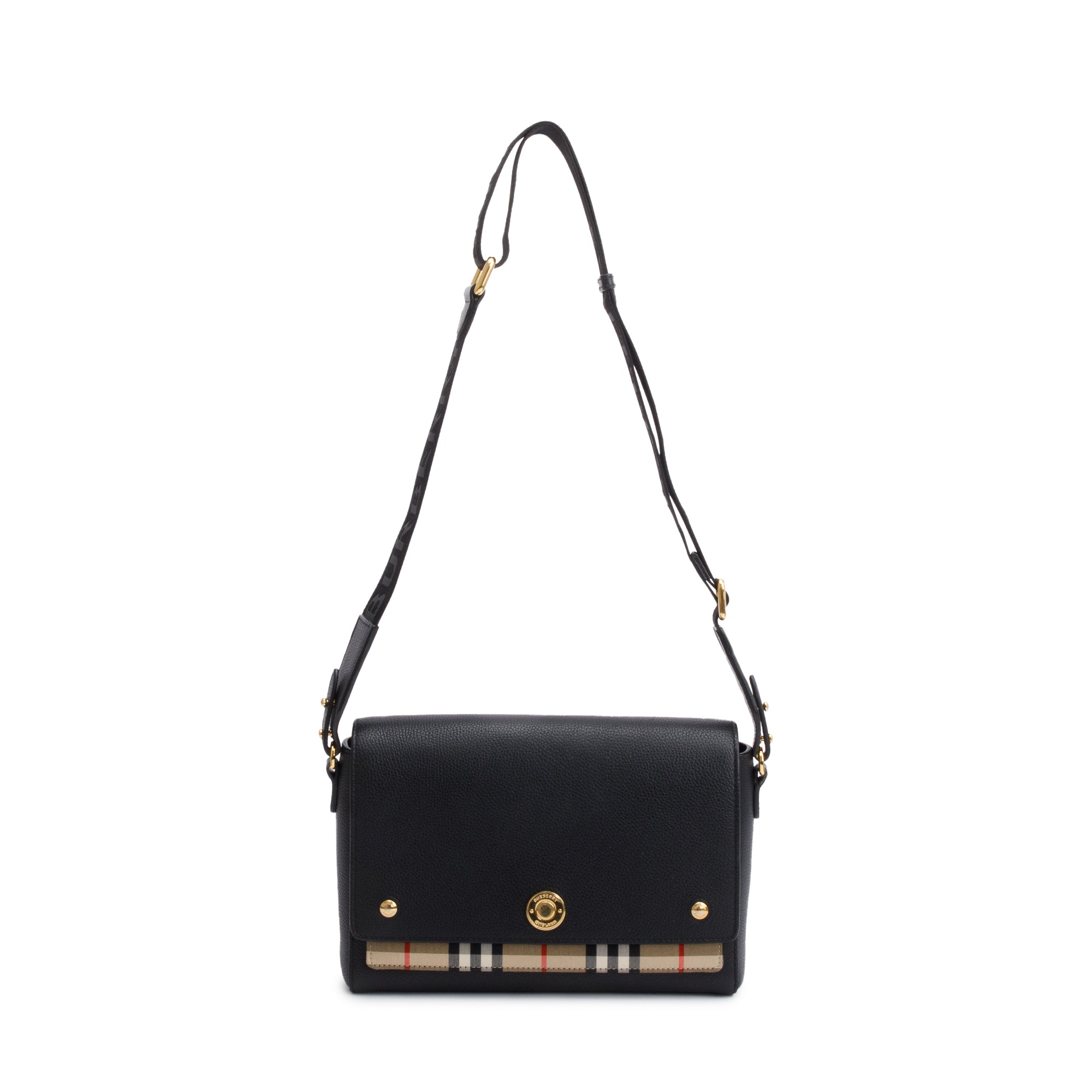 Burberry Black Calfskin Vintage Check Note Crossbody Bag w/ Box