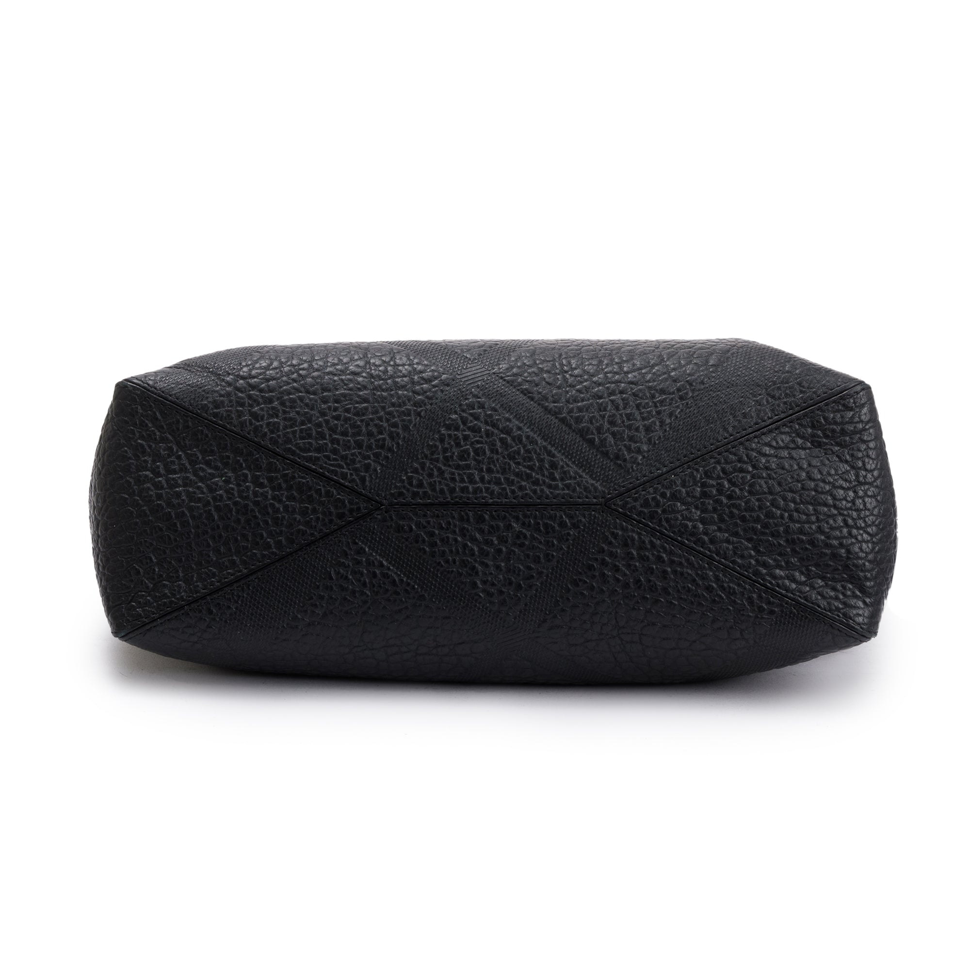 Burberry Black Check Embossed Leather Medium Dewsbury Convertible Tote w/ Strap