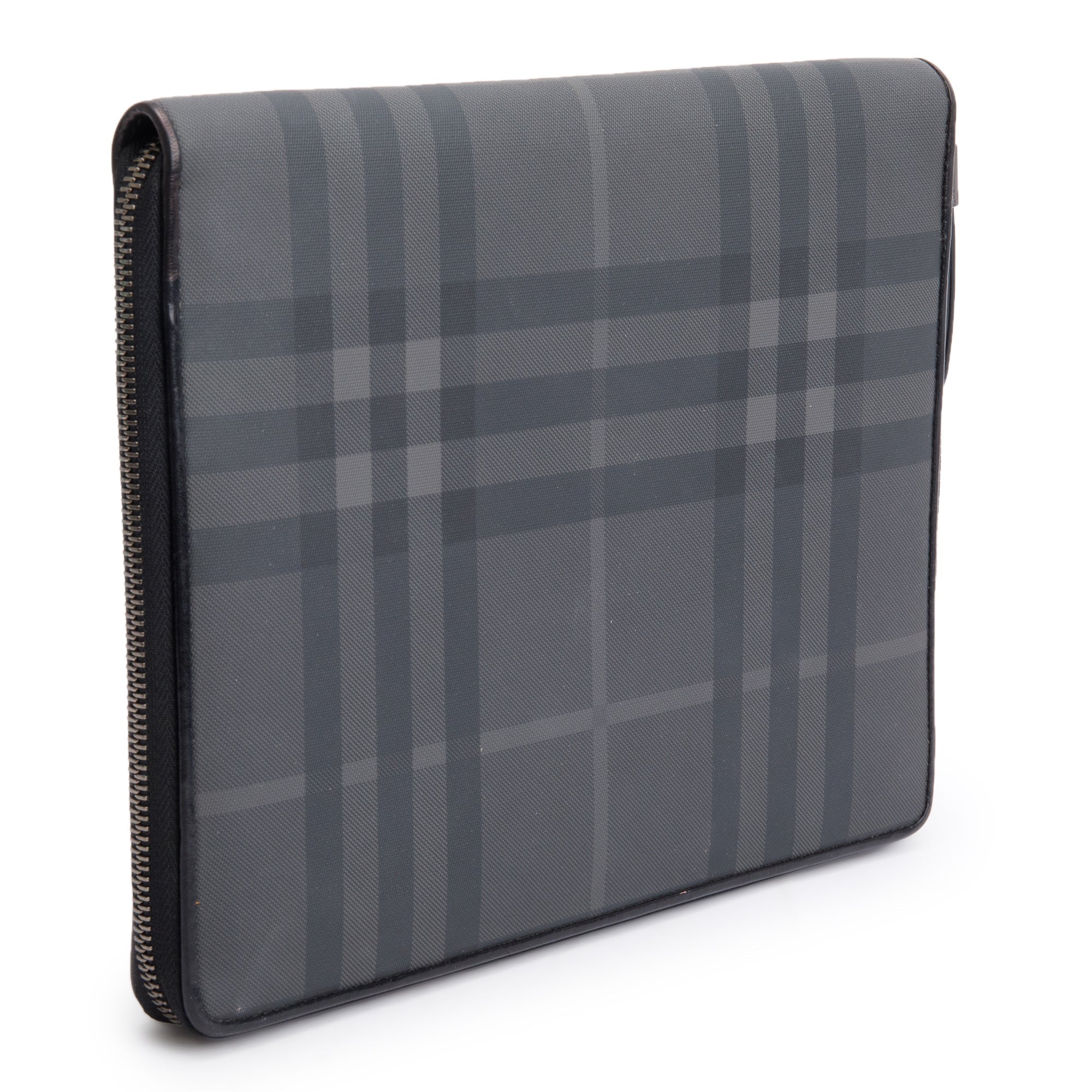 Burberry Black Check Leather Trim Ipad Case