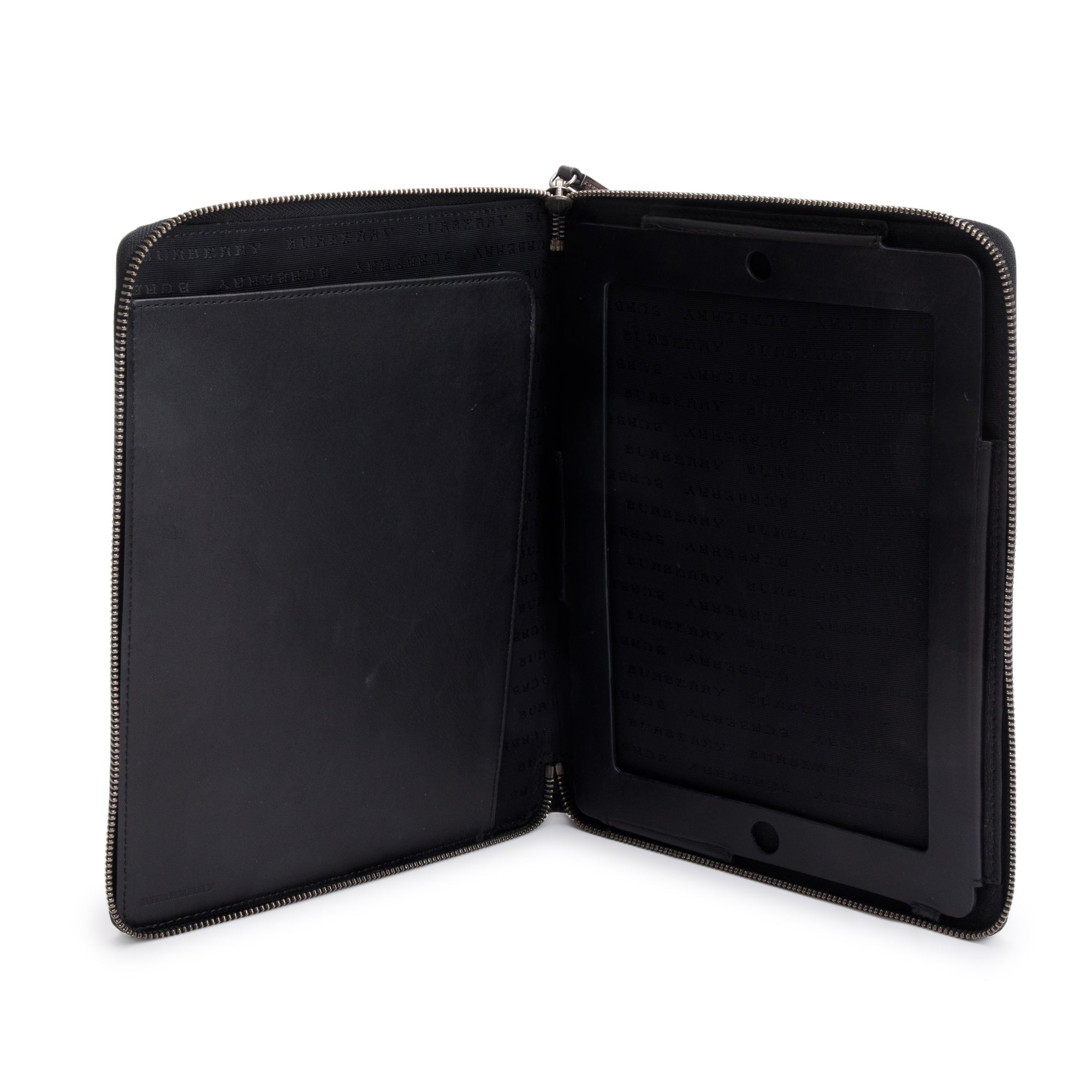 Burberry Black Check Leather Trim Ipad Case