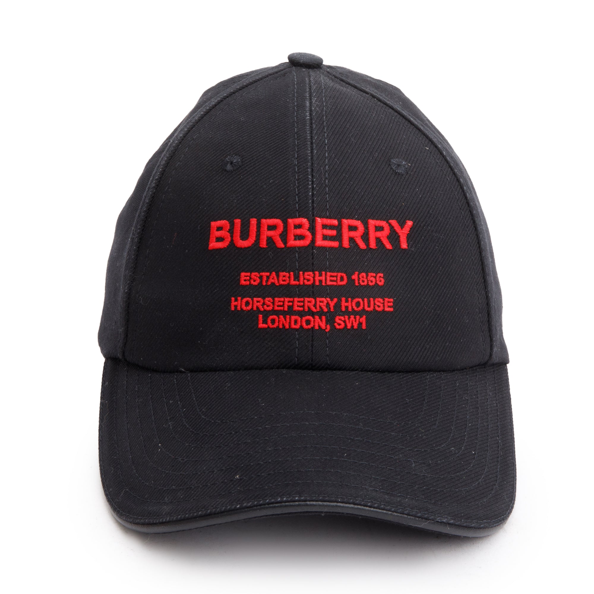 Burberry Black Cotton Burberry Horseferry Motif Baseball Hat, Size S