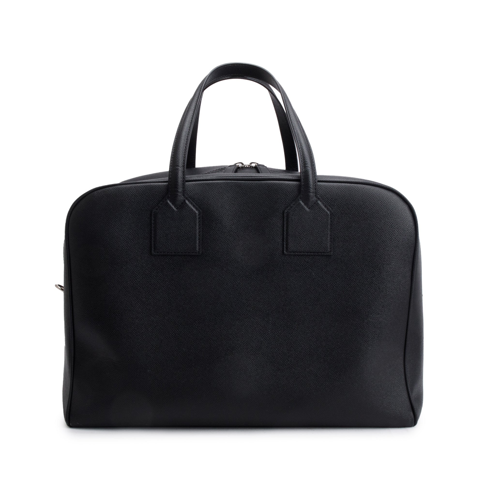 Burberry Black Grained Calfskin Leather Logo Embossed Weekender Bag