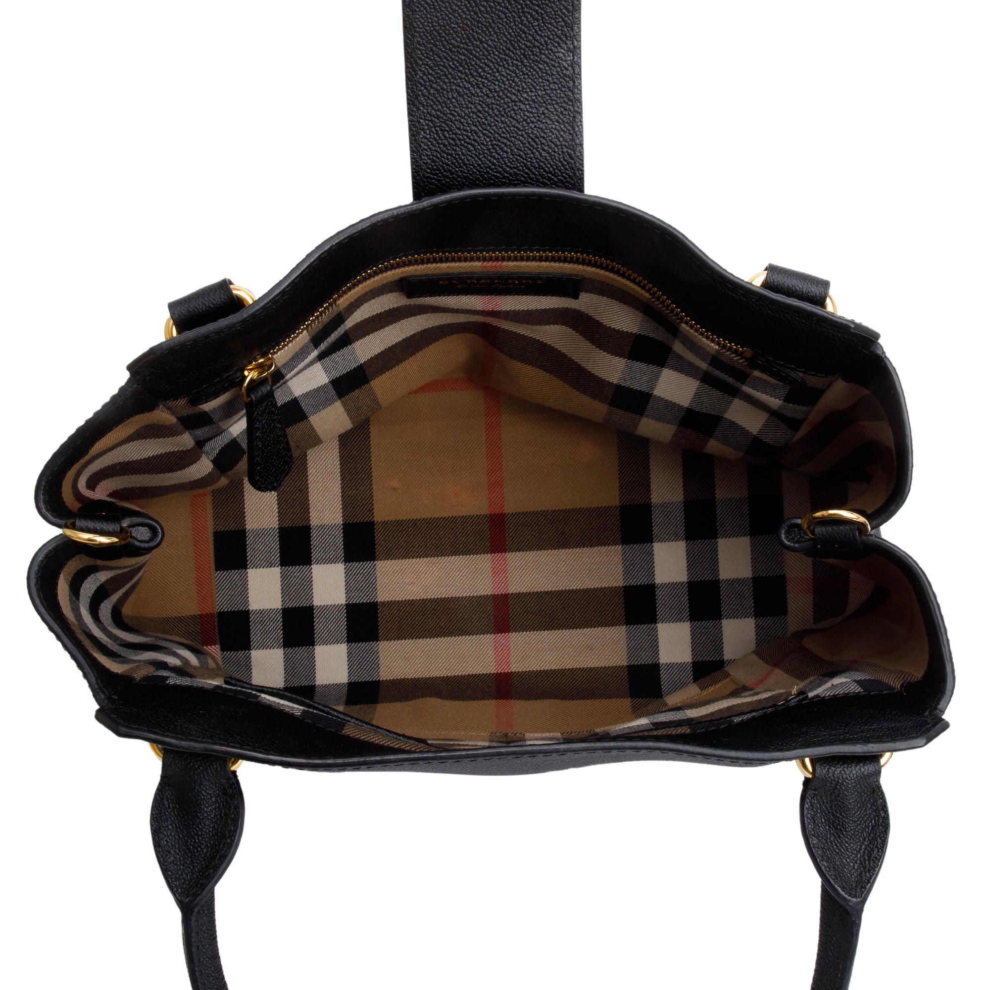 Burberry Black Grained Calfskin Leather Medium Buckle Tote Bag w/ Strap & Box