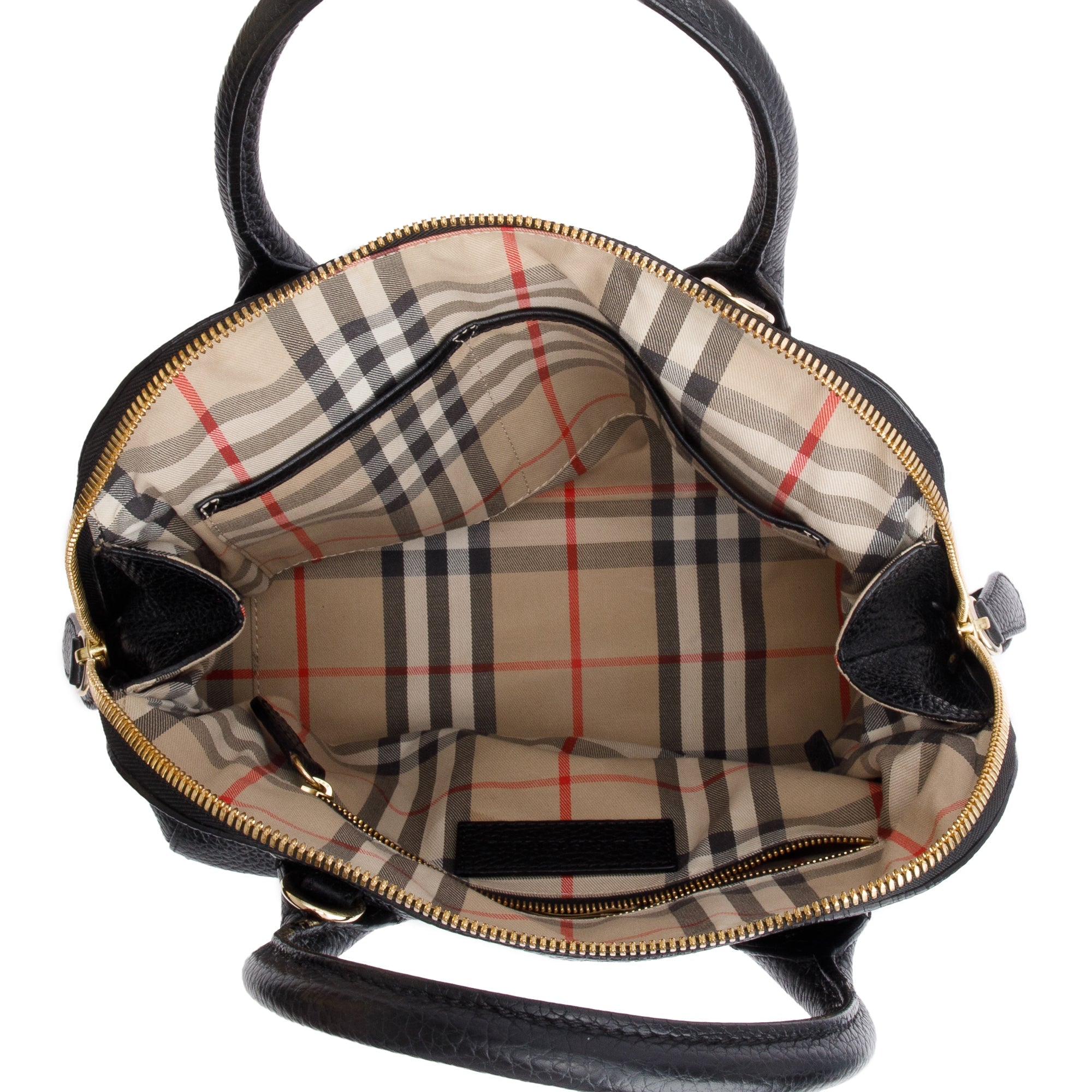 Burberry Black Grained Leather Greenwood Small Bowling Bag w/ Strap