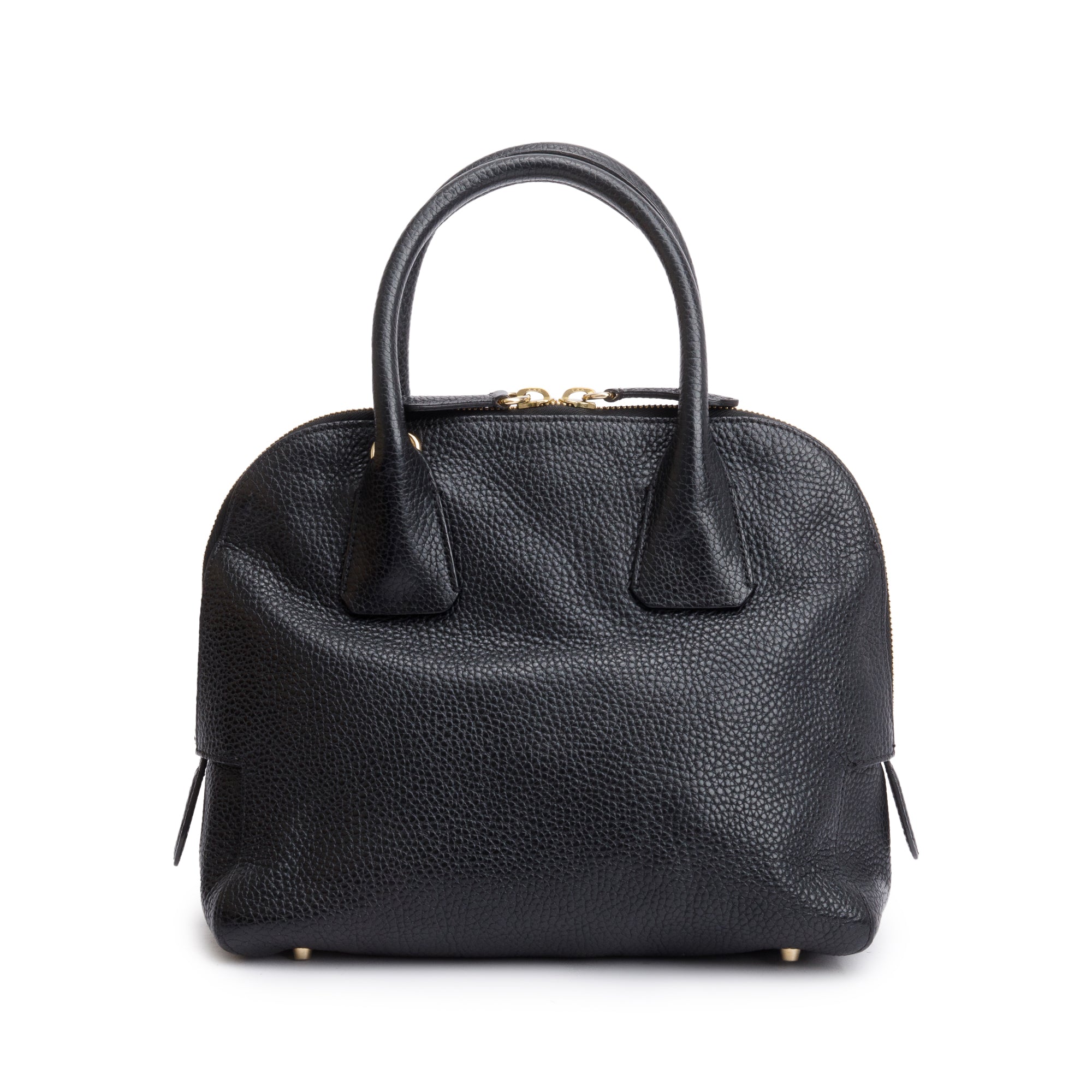 Burberry Black Grained Leather Greenwood Small Bowling Bag w/ Strap