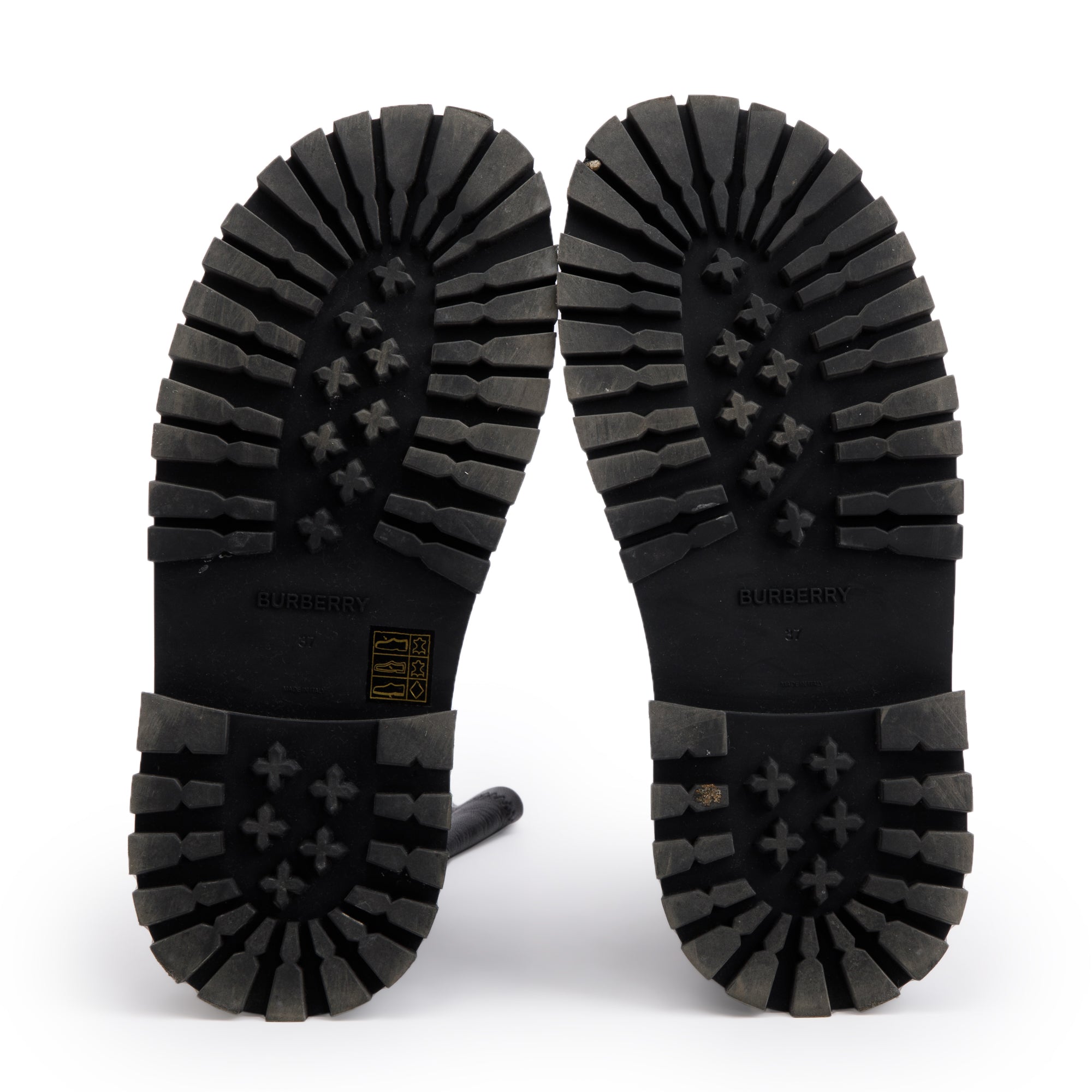 Burberry Black Leather Alf Hurr Ankle Boots, Size 37 w/ Box