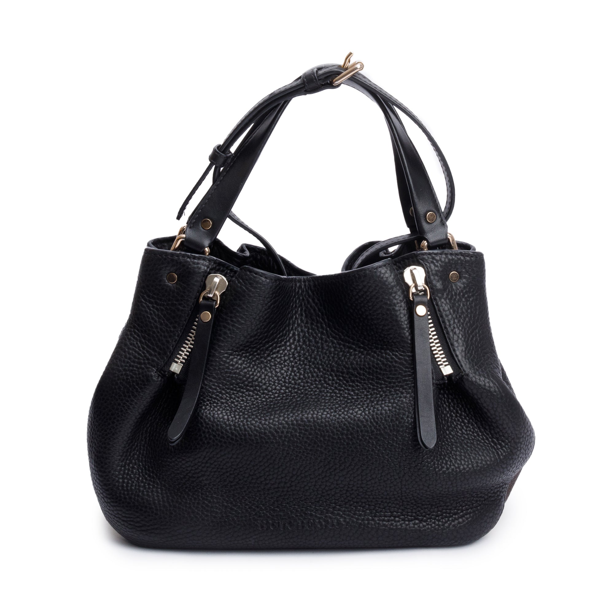 Burberry Black Leather & House Check Small Maidstone Tote