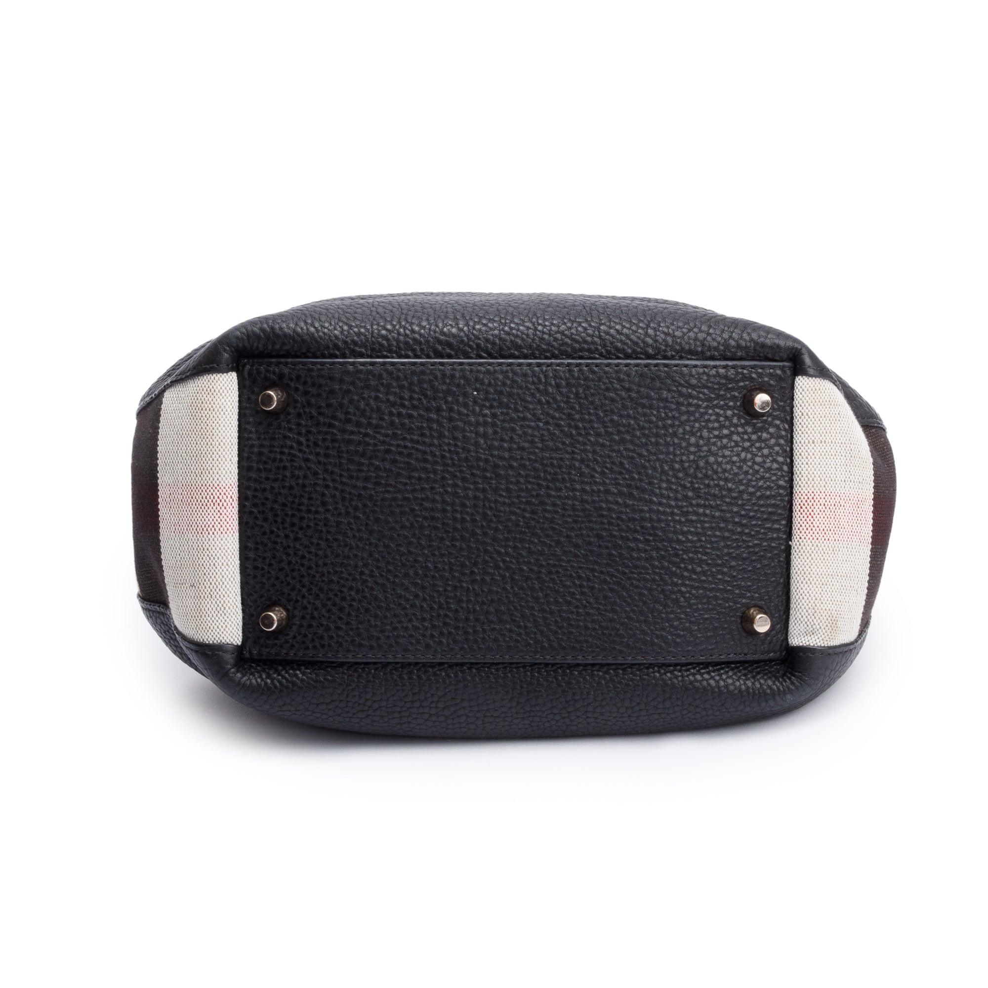 Burberry Black Leather & House Check Small Maidstone Tote