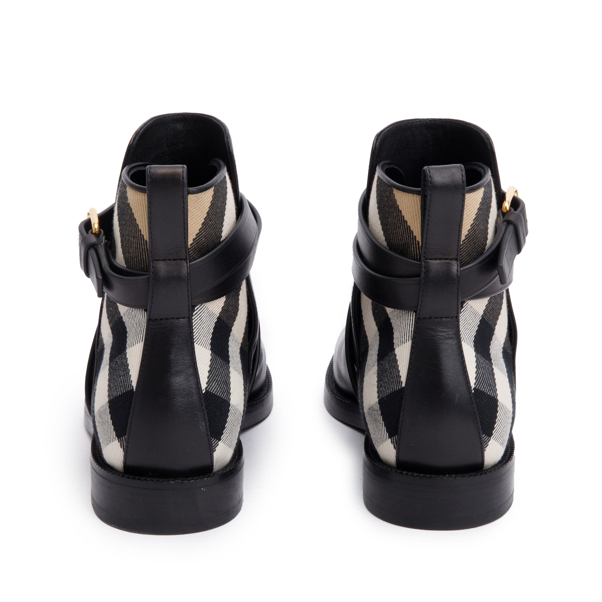 Burberry Black Leather Nova Check Chelsea Ankle Boots, Size 36