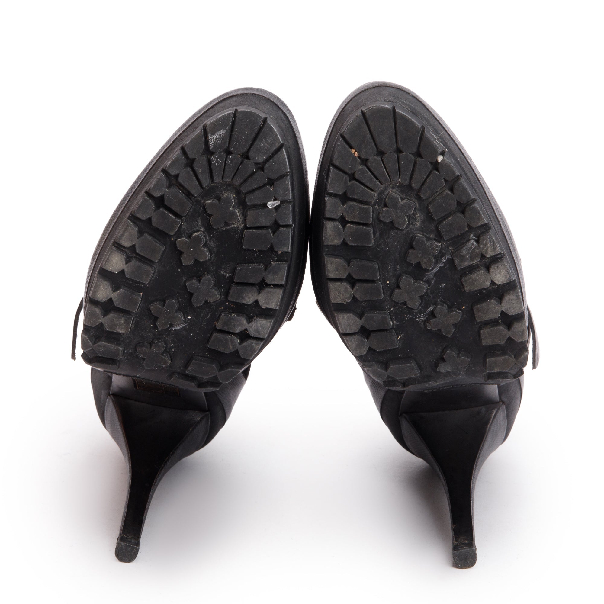 Burberry Black Leather /Suede Biker Moto Boots, Size 35.5