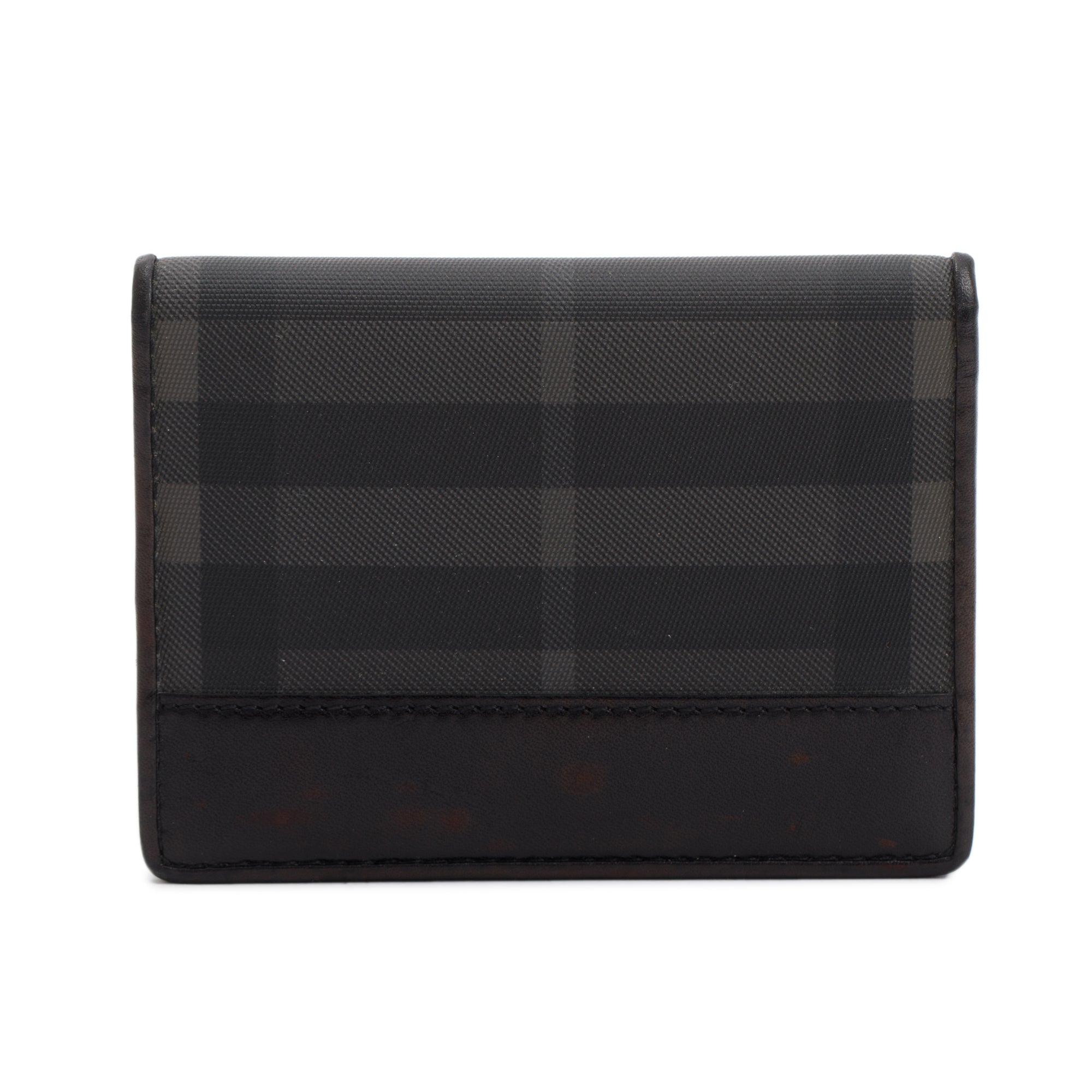 Burberry Black Leather Trimmed Beat Check Bifold Wallet